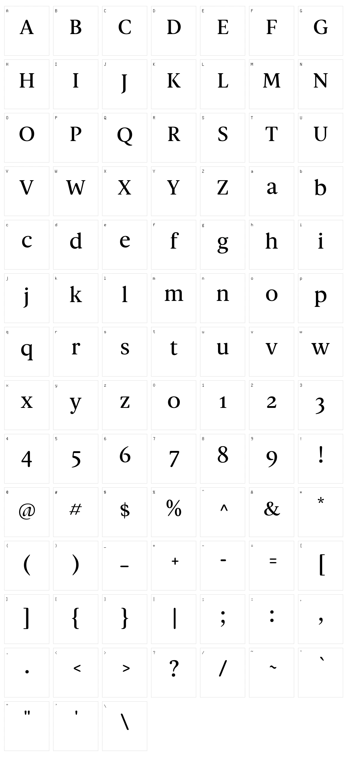Spaziel Serif Character Set