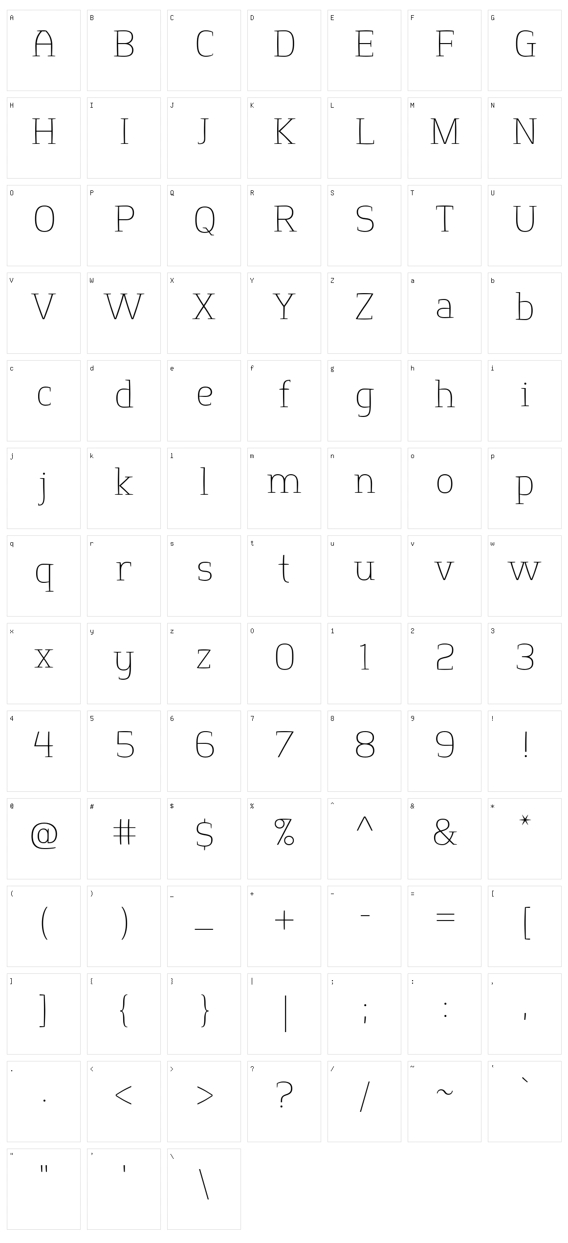 Springsteel Serif Character Set