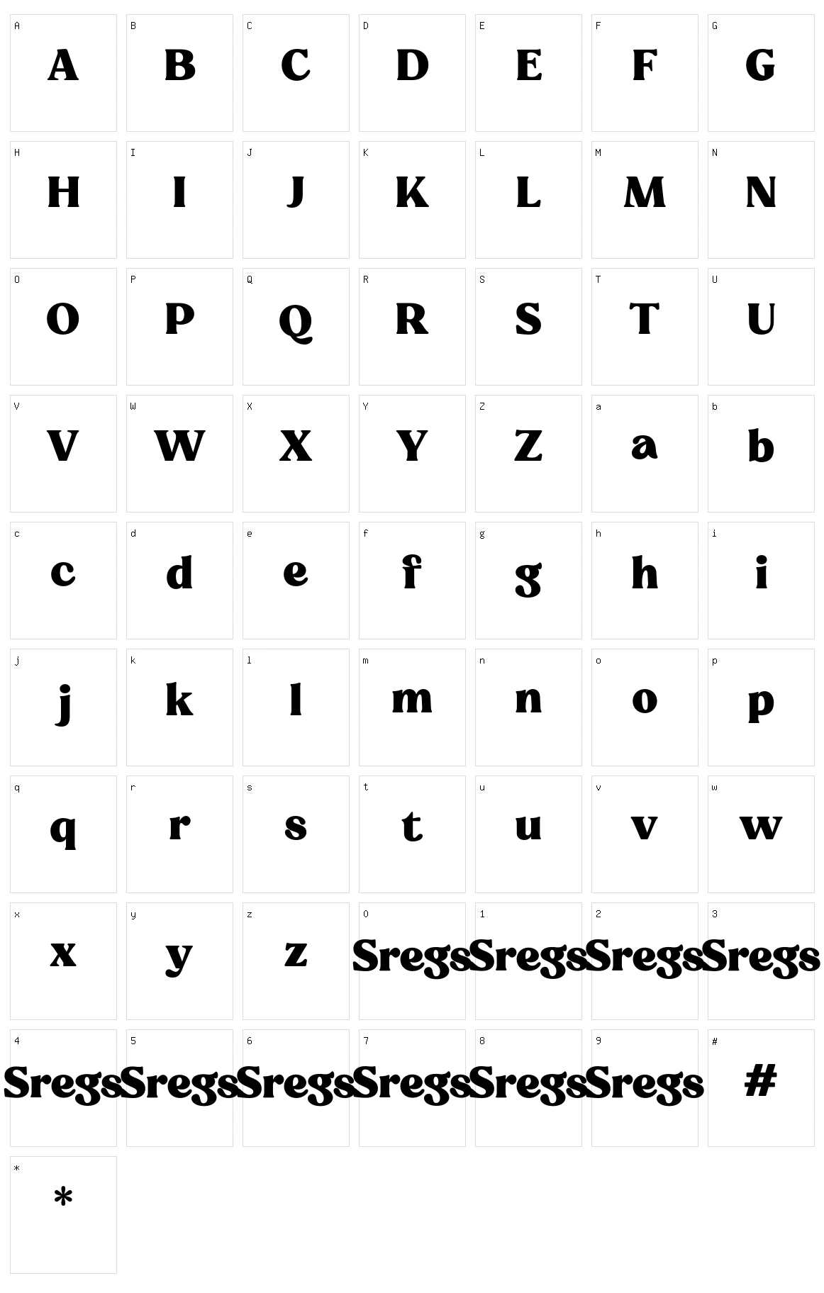 Sregs Serif Display Character Set