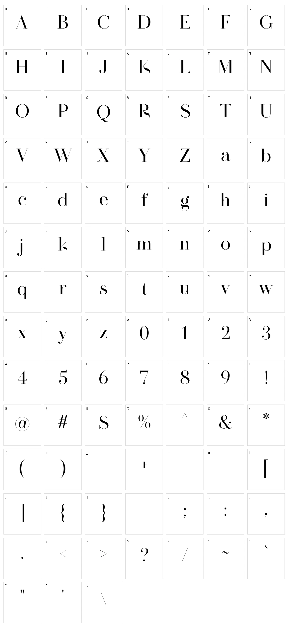 Star Blush Serif Character Set