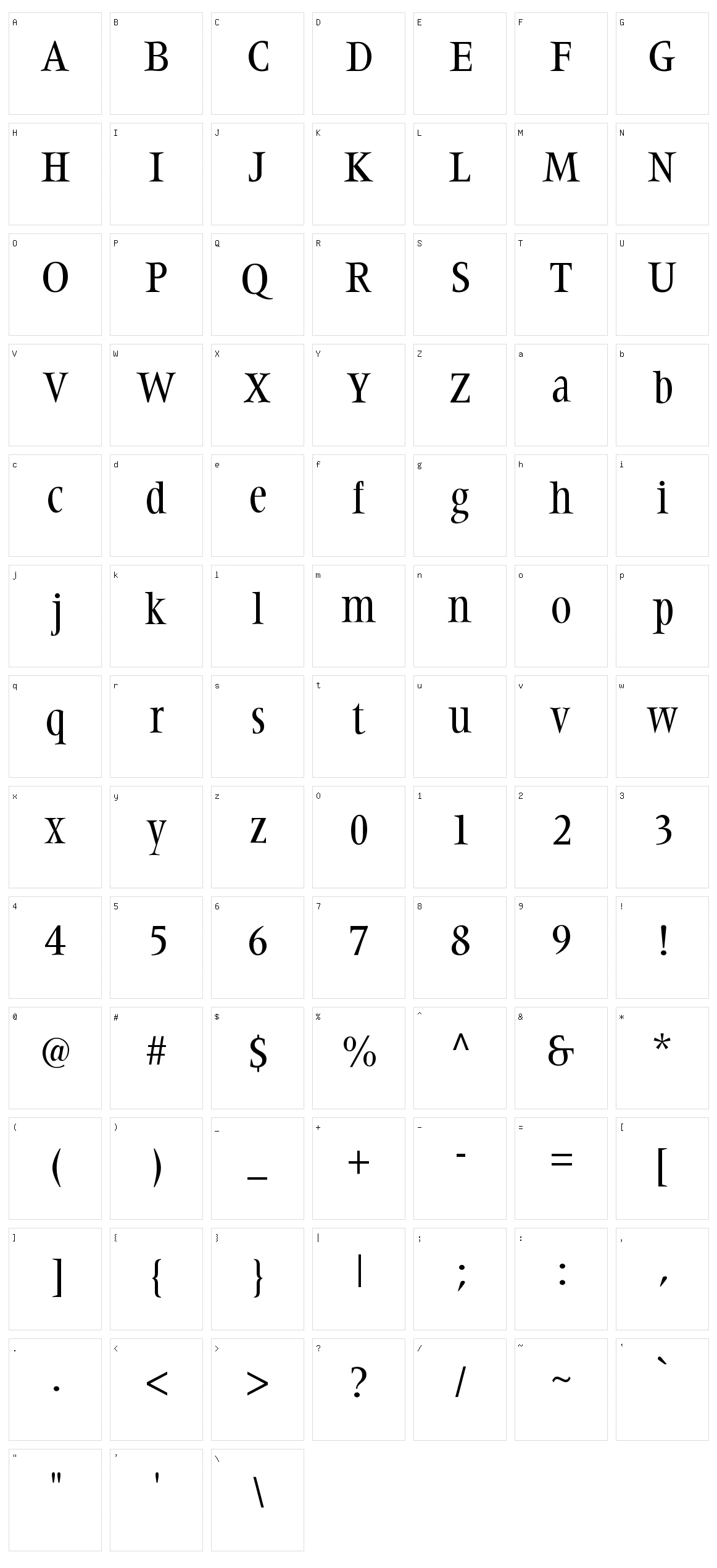 Steepidien Character Set