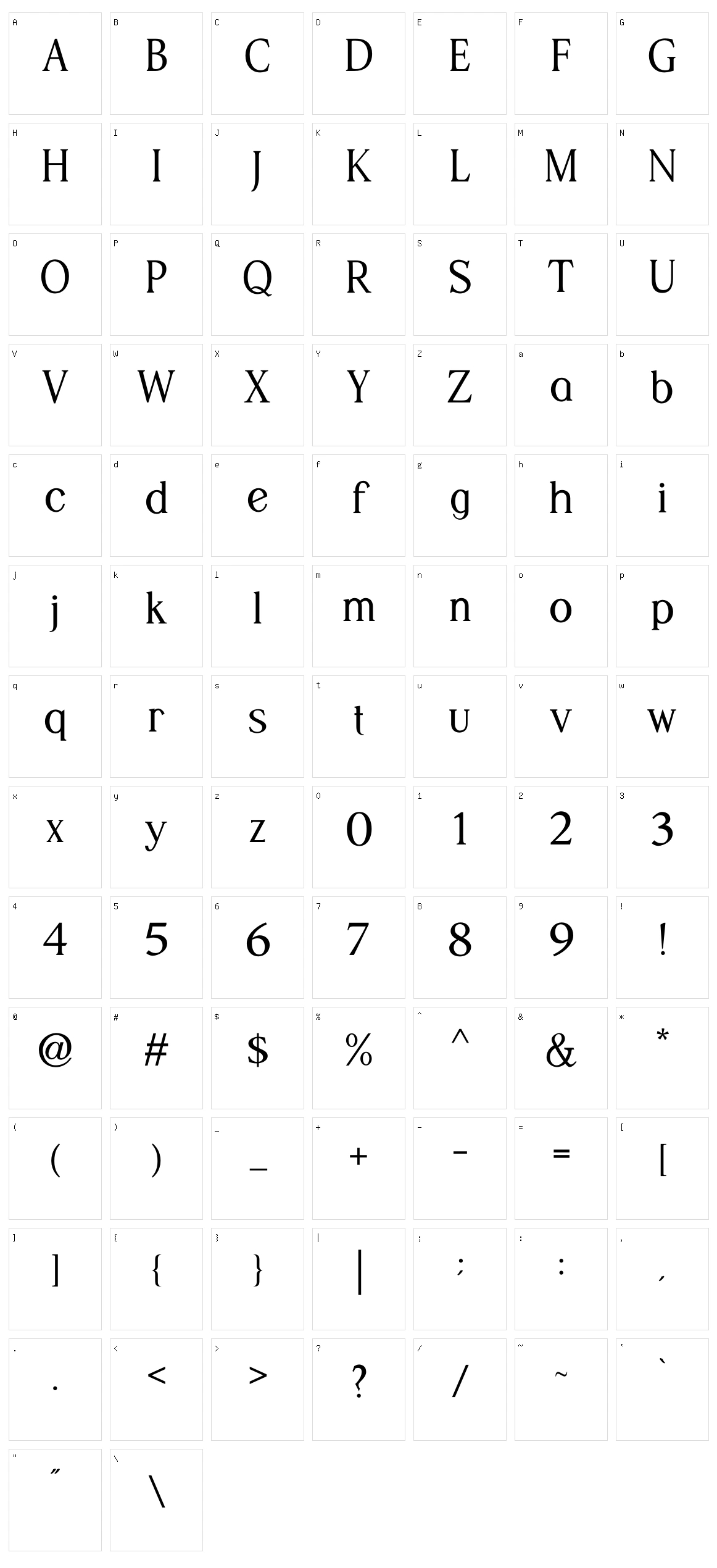 Sterla Character Set