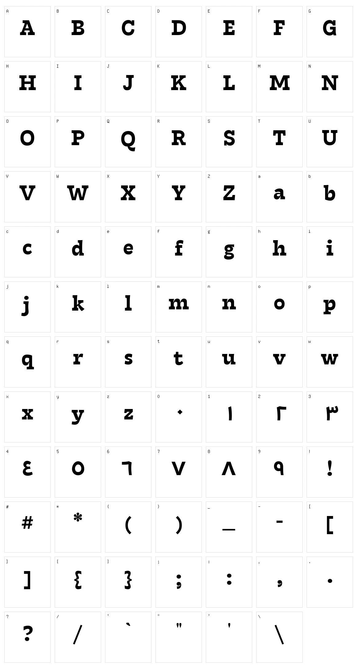 Tarif Arabic Character Set