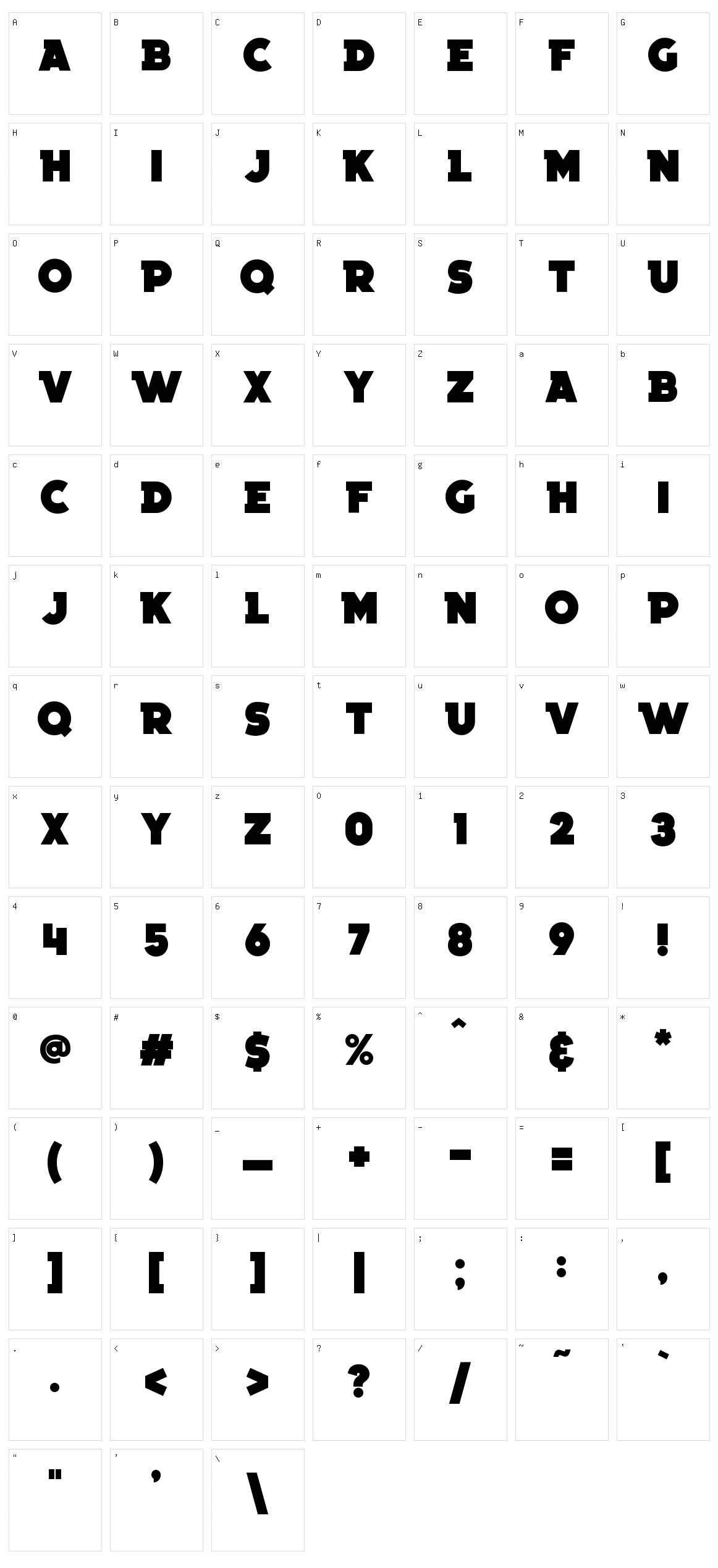 Thunderbold Serif Character Set
