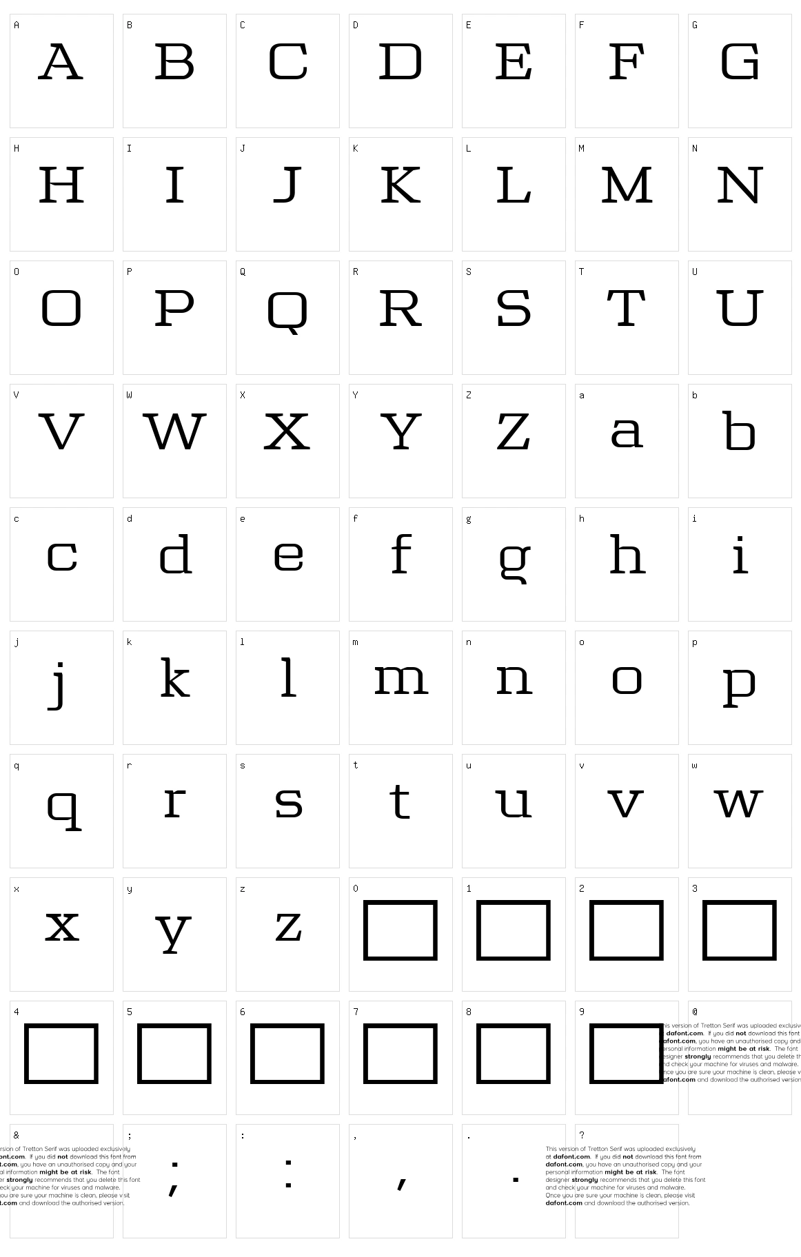 Tretton Serif Character Set