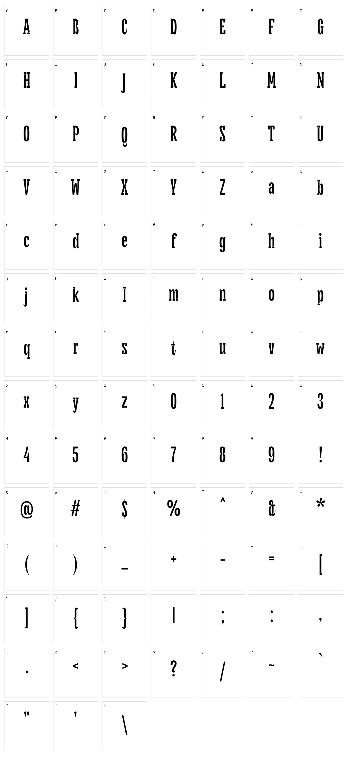 TT Cometus Character Set