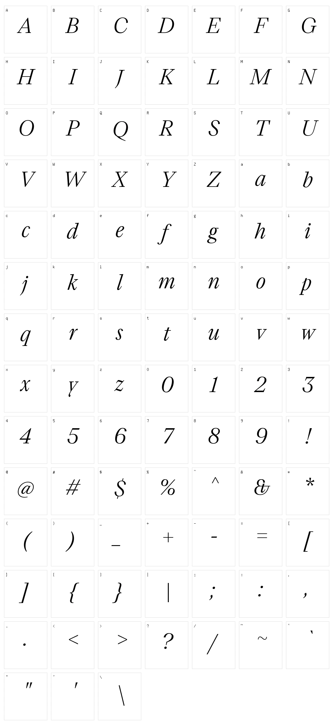TT Livret Text Character Set