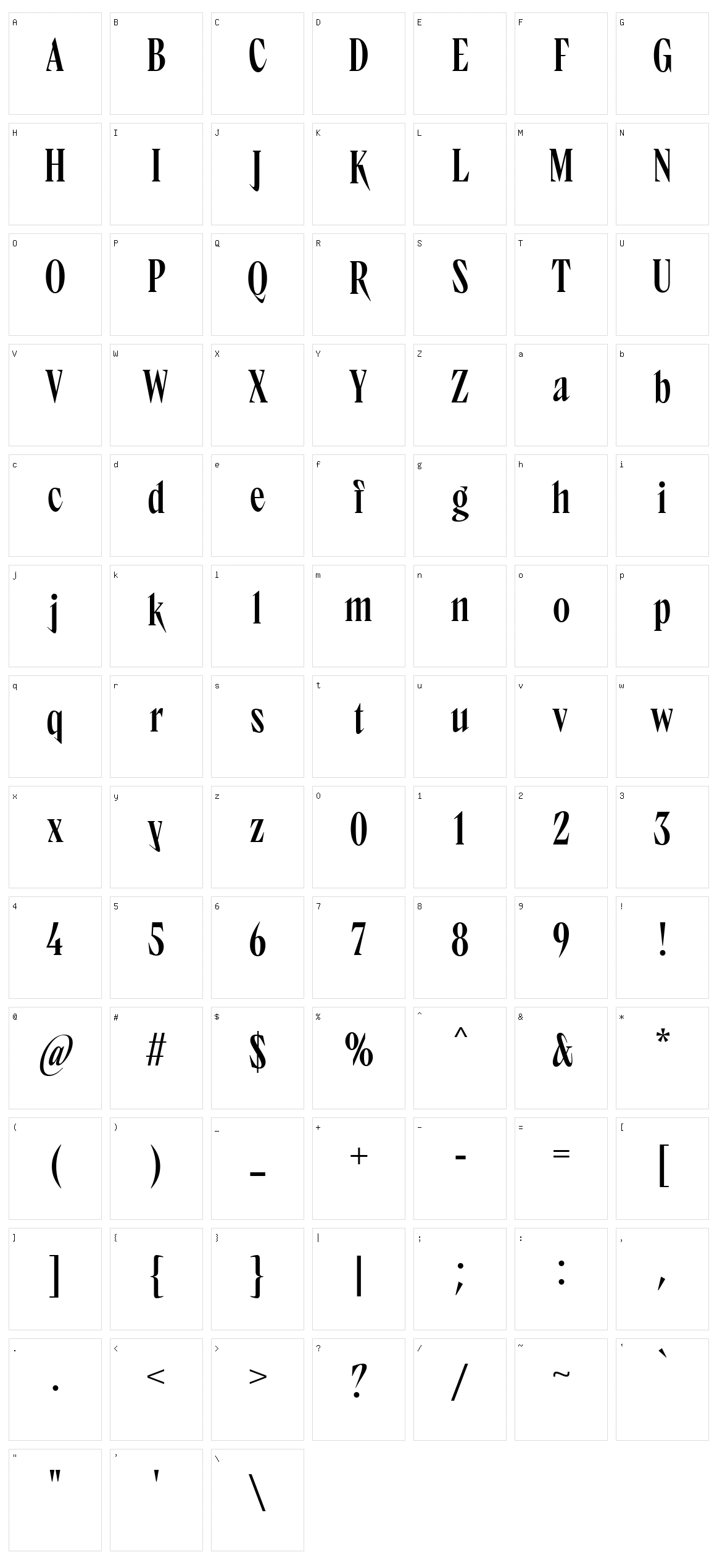 TT Ricks Character Set