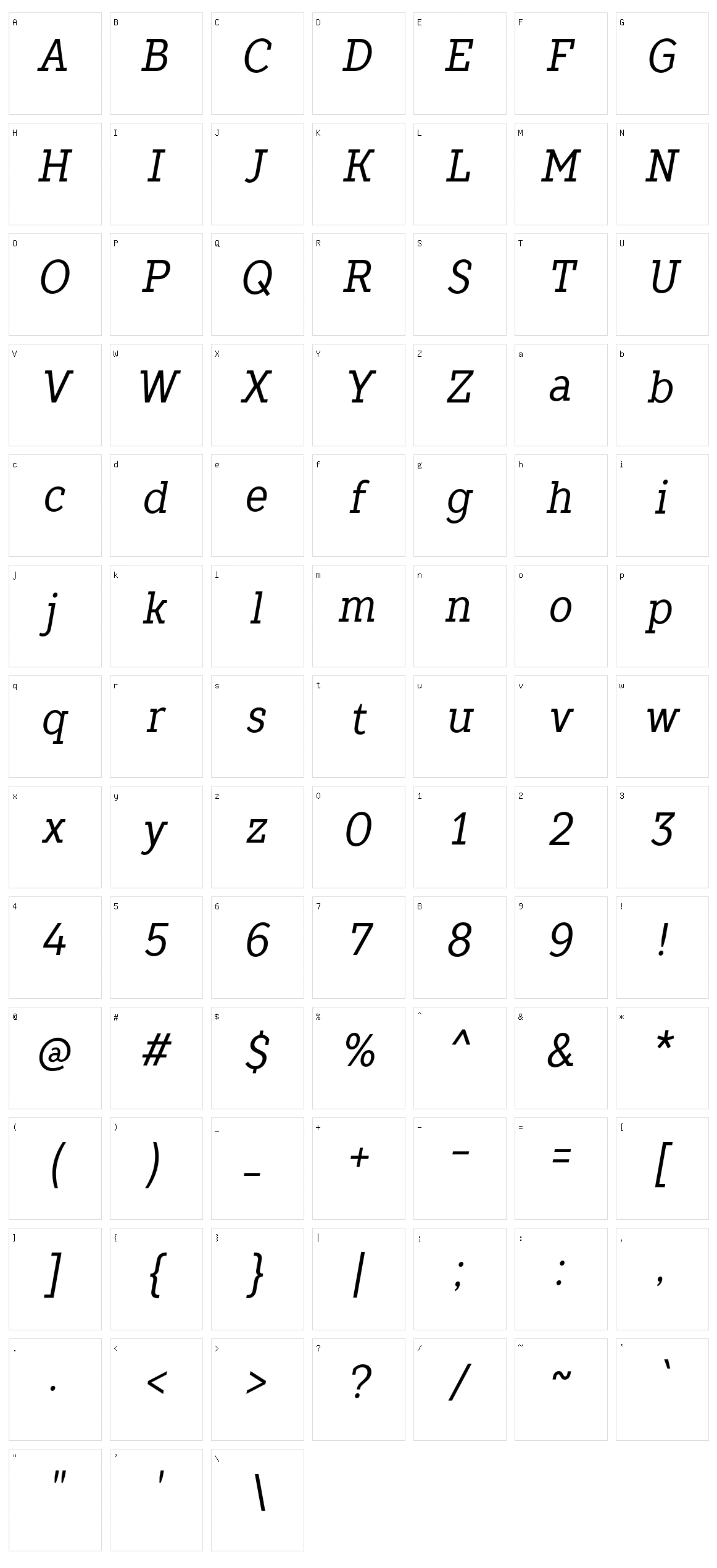 TT Slabs Character Set