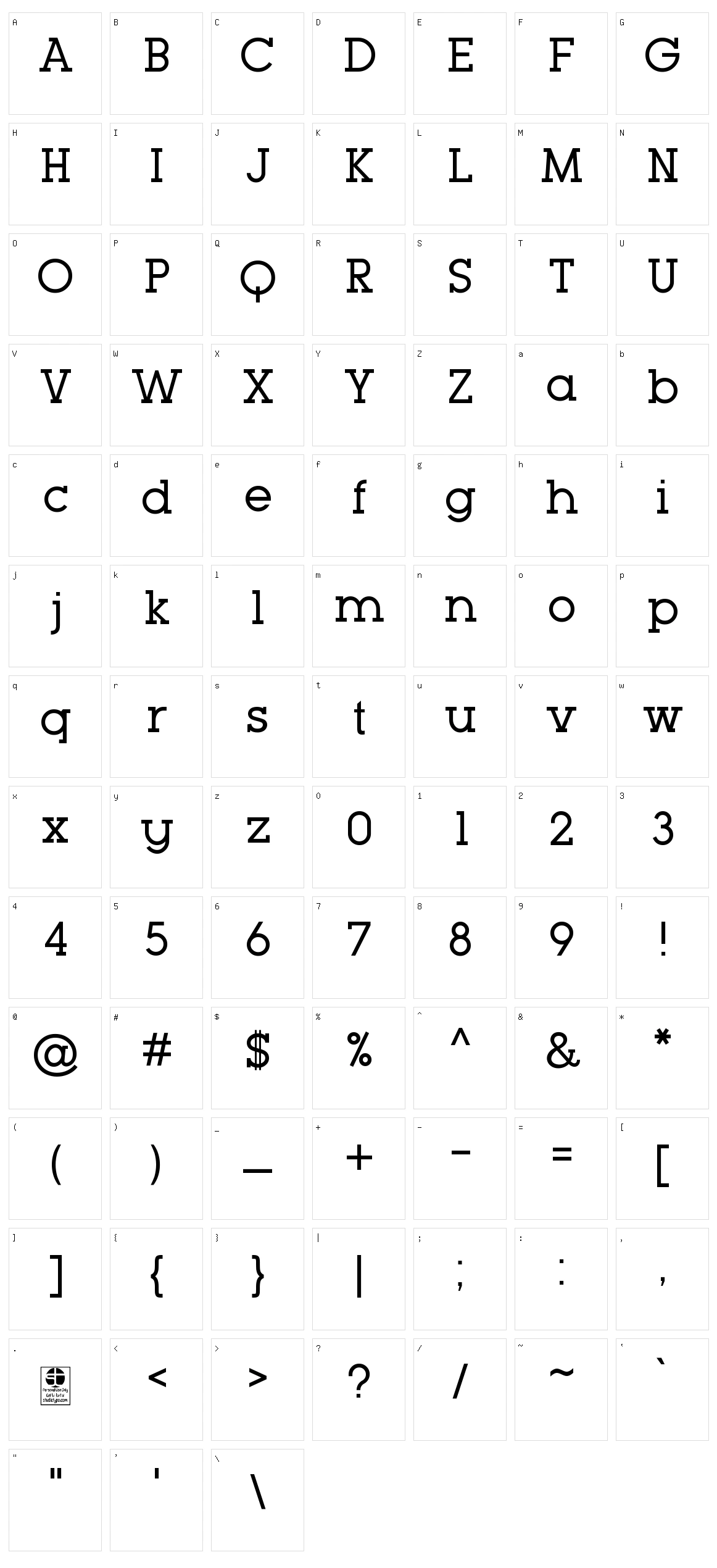Typo GeoSlab Character Set