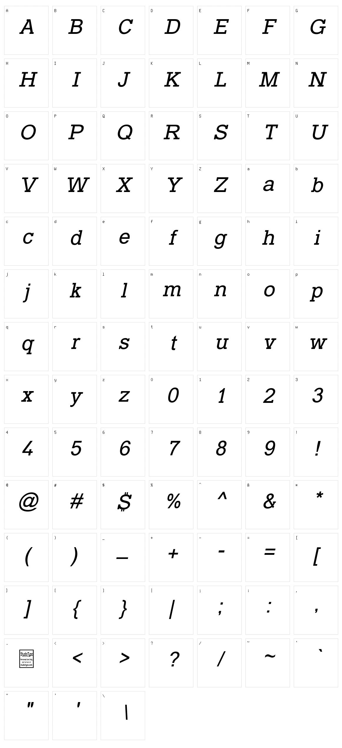 Typo Slab Character Set