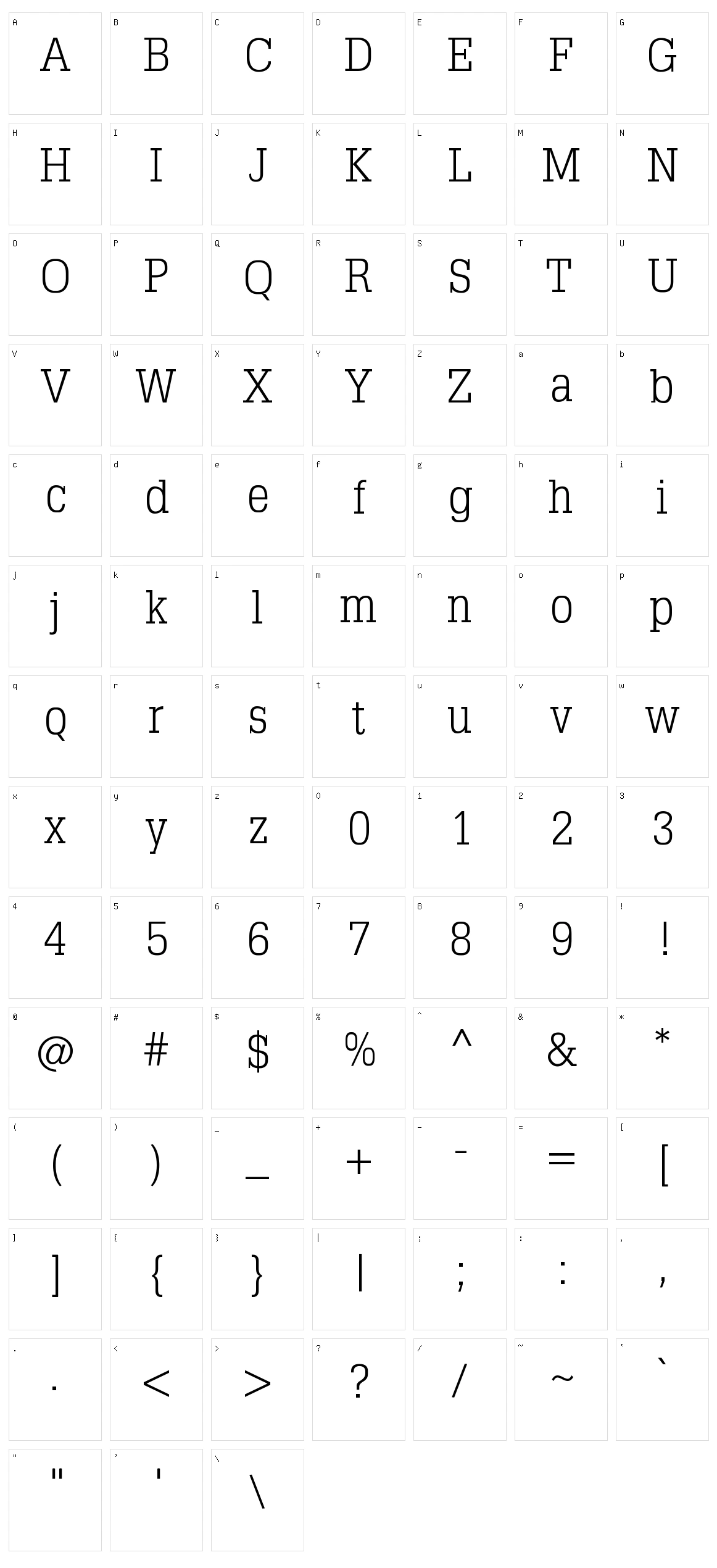 Typo Slab Serif Character Set