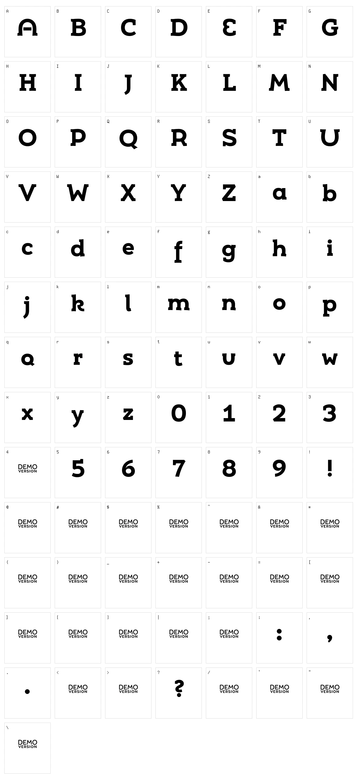 Umba Slab Character Set