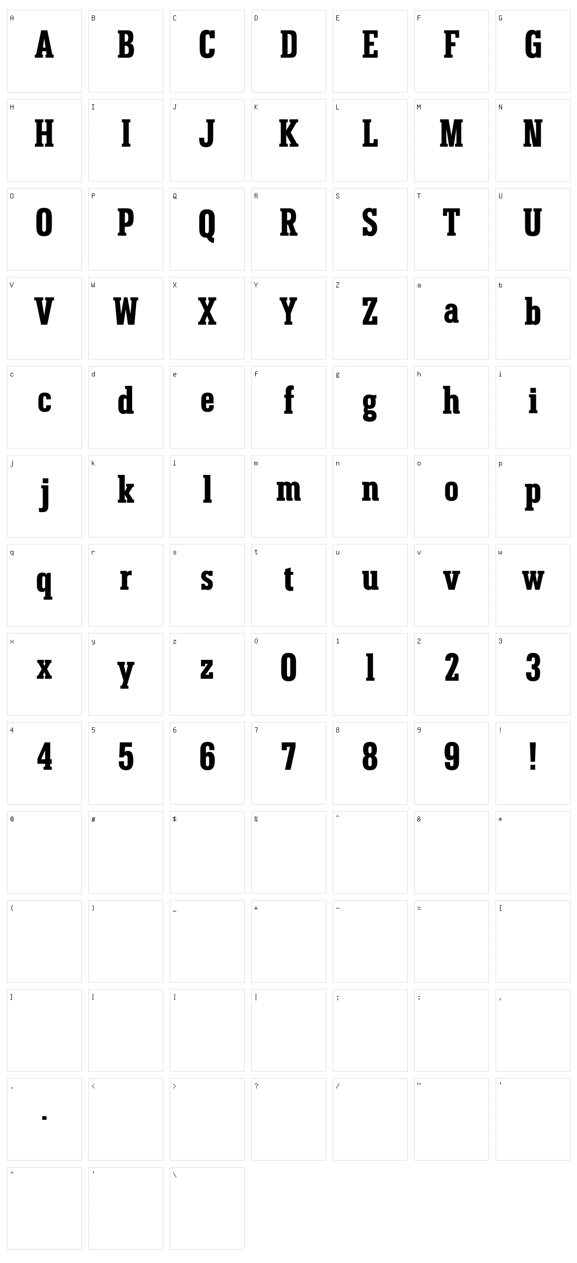 Umberland Slab Character Set