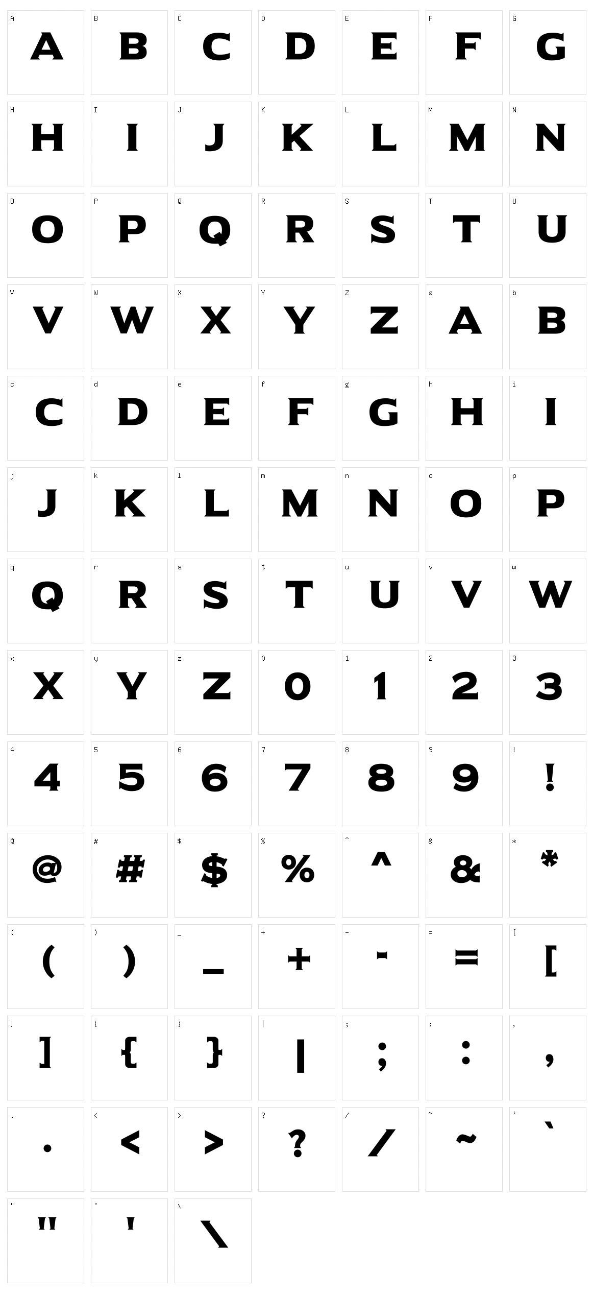 Universal Serif Character Set