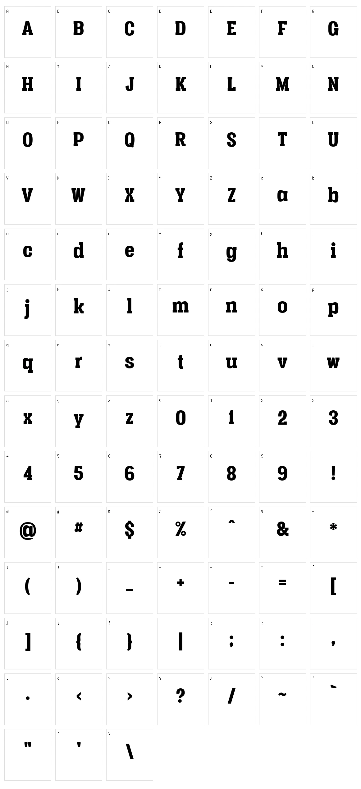 Vacer Serif Character Set