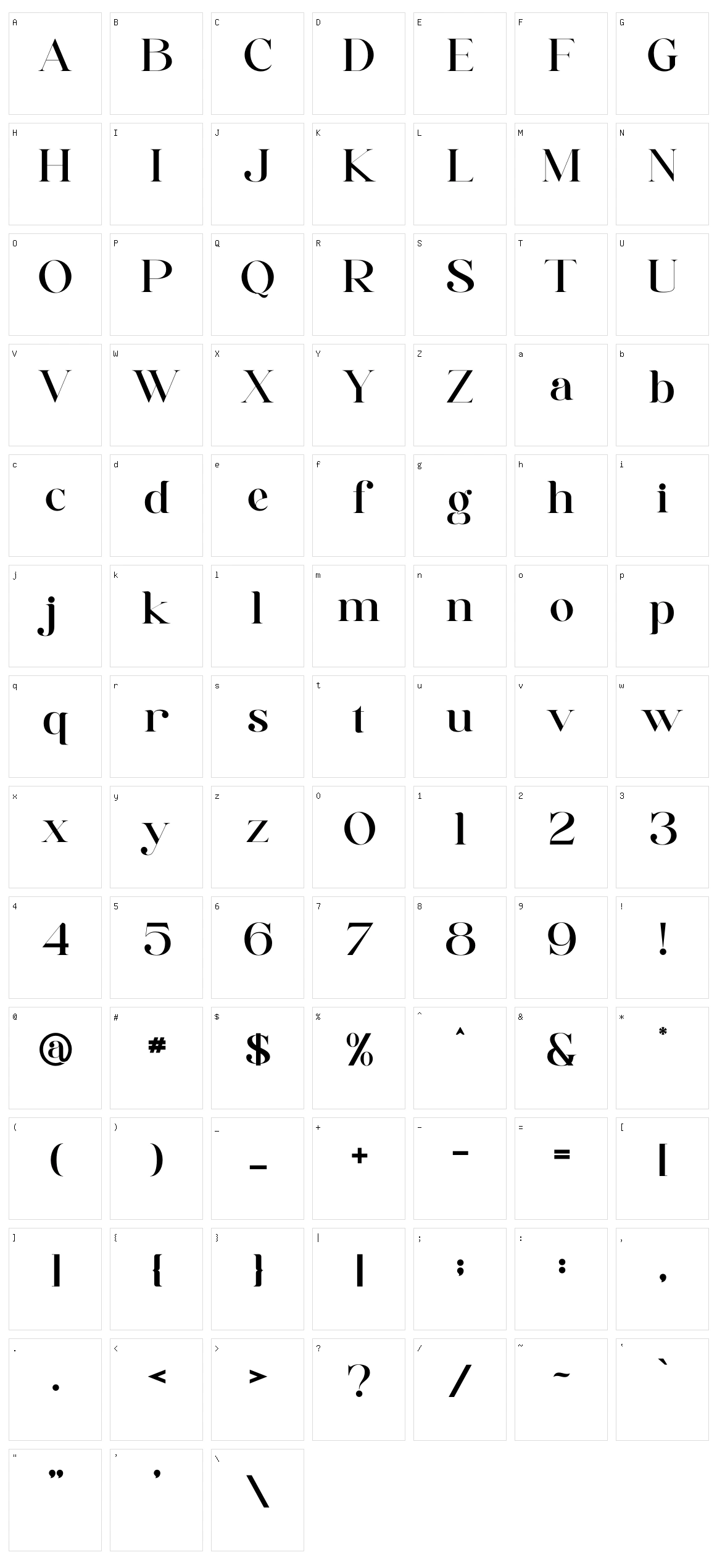 Vellago Character Set
