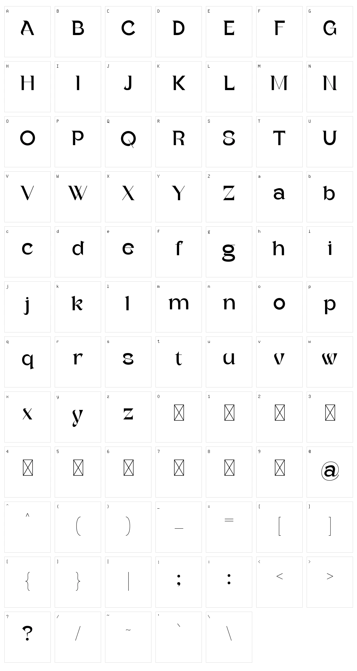 Vestige Grotesk Character Set