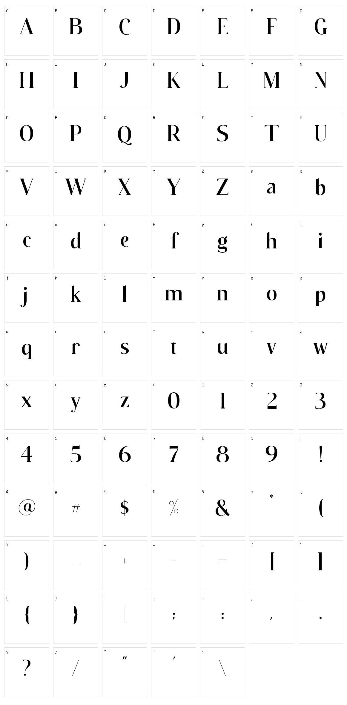 Walkester Character Set
