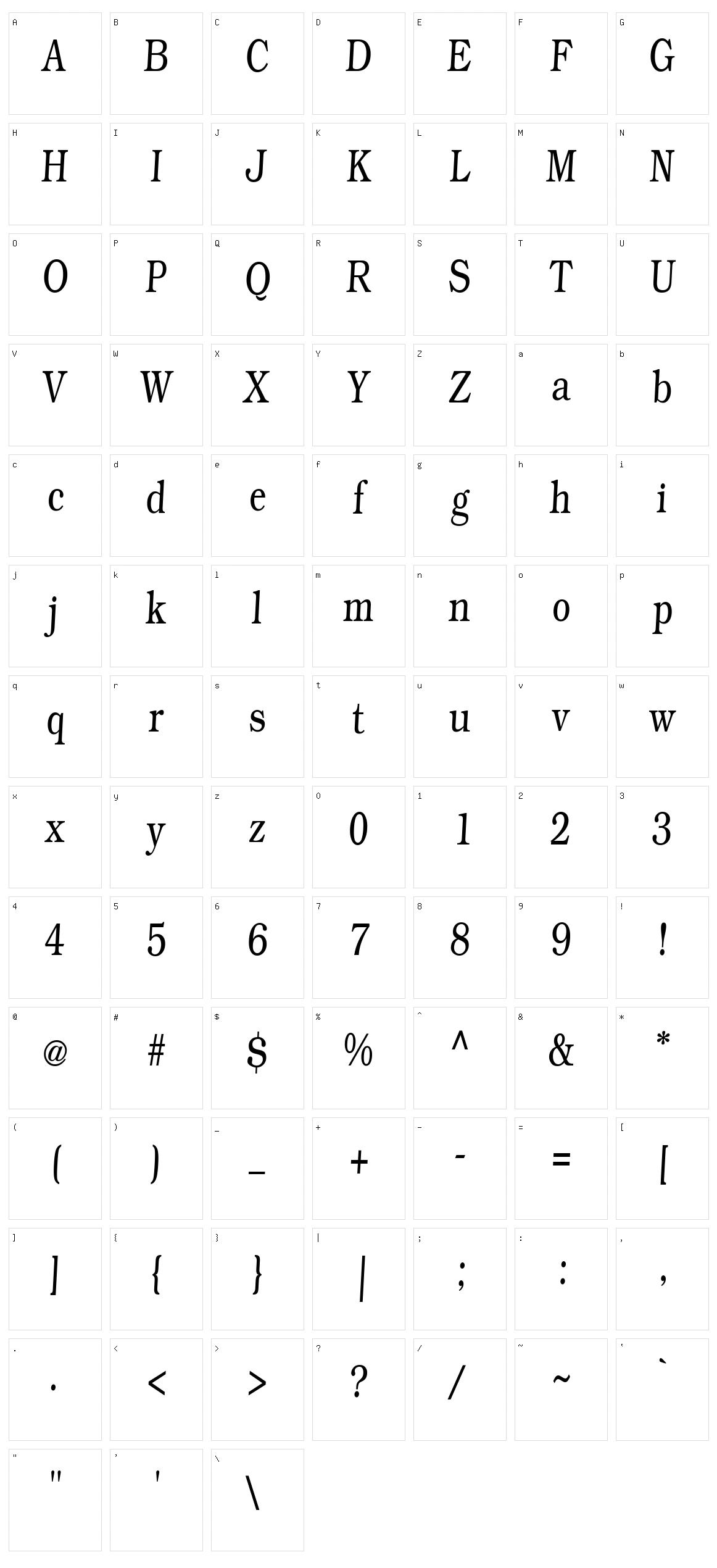 Weekdays Roman Slant Character Set