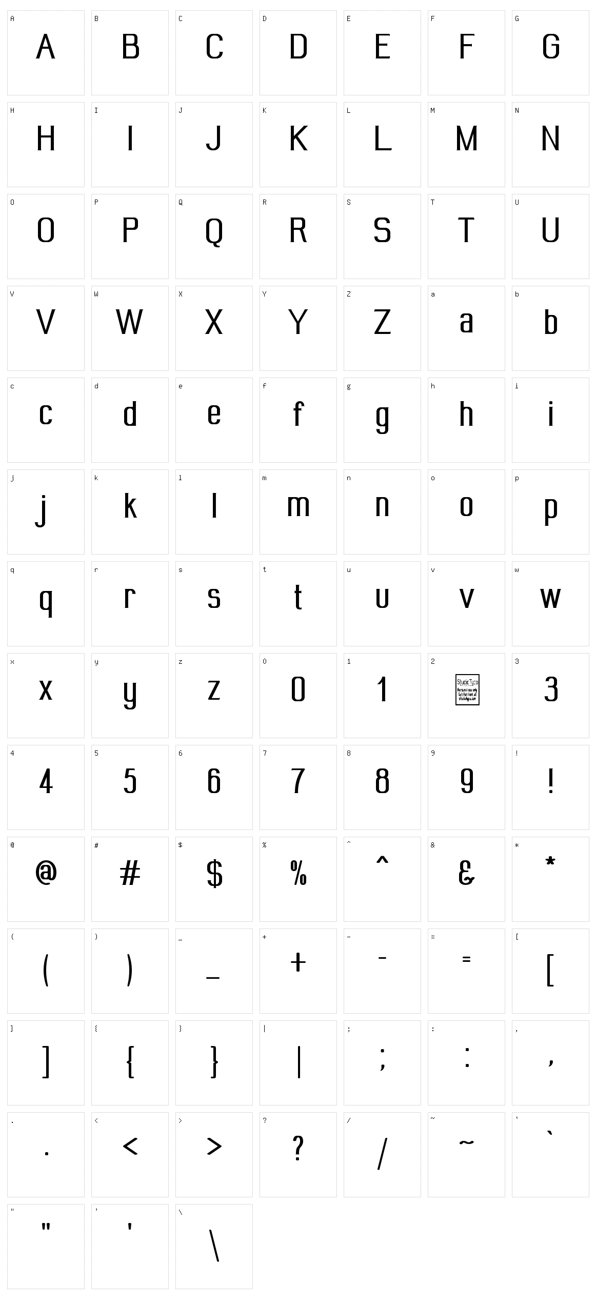 Wideroy Character Set
