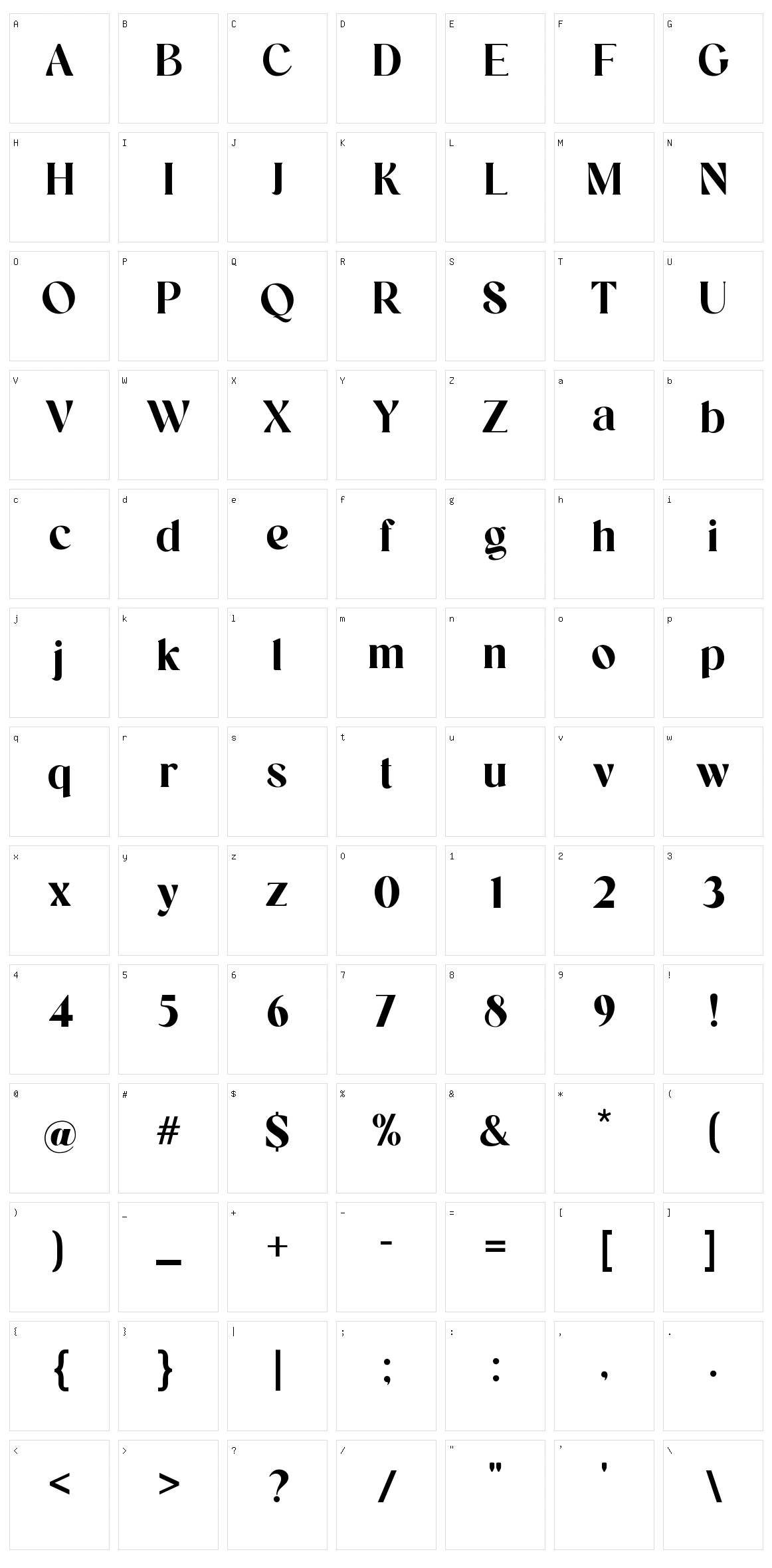 Wilhelmina Character Set