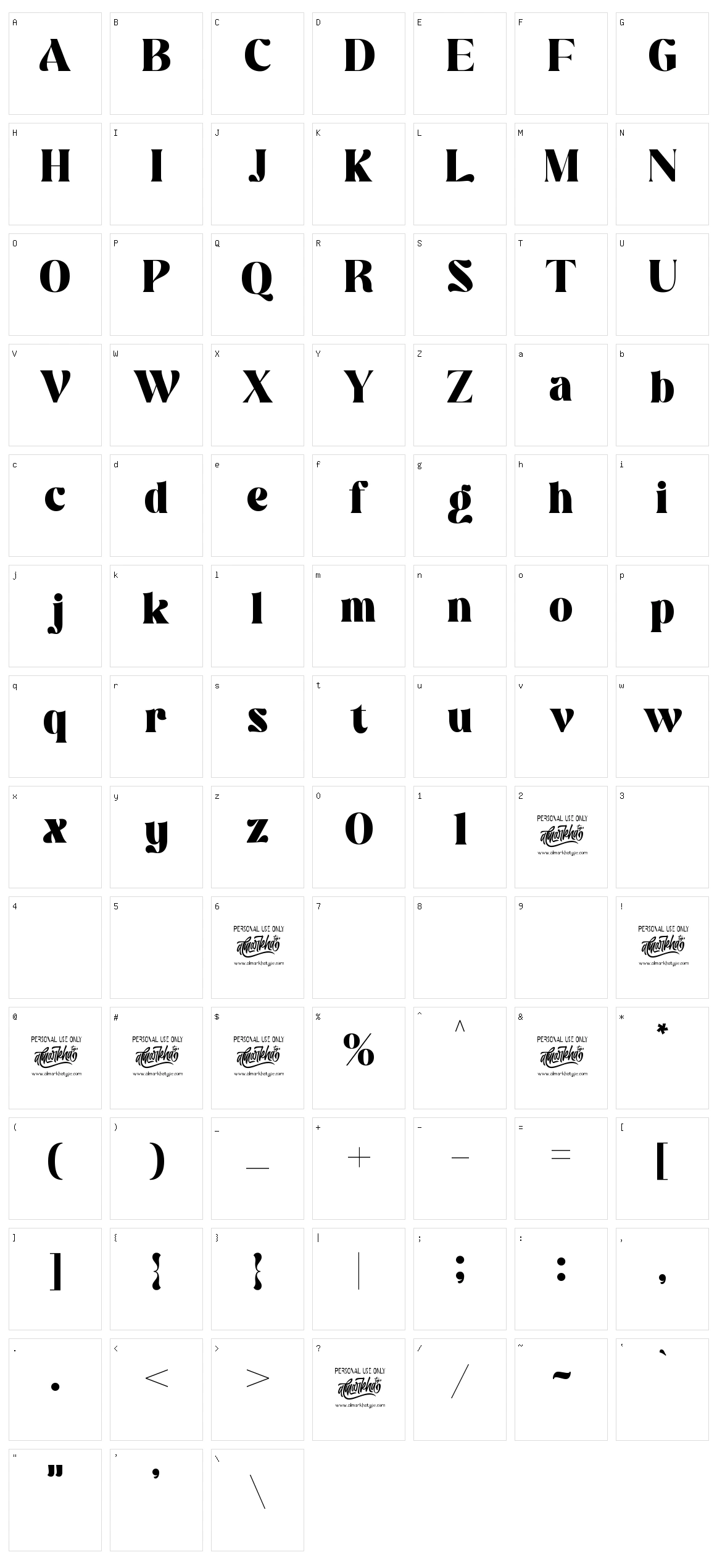 Williesh Character Set