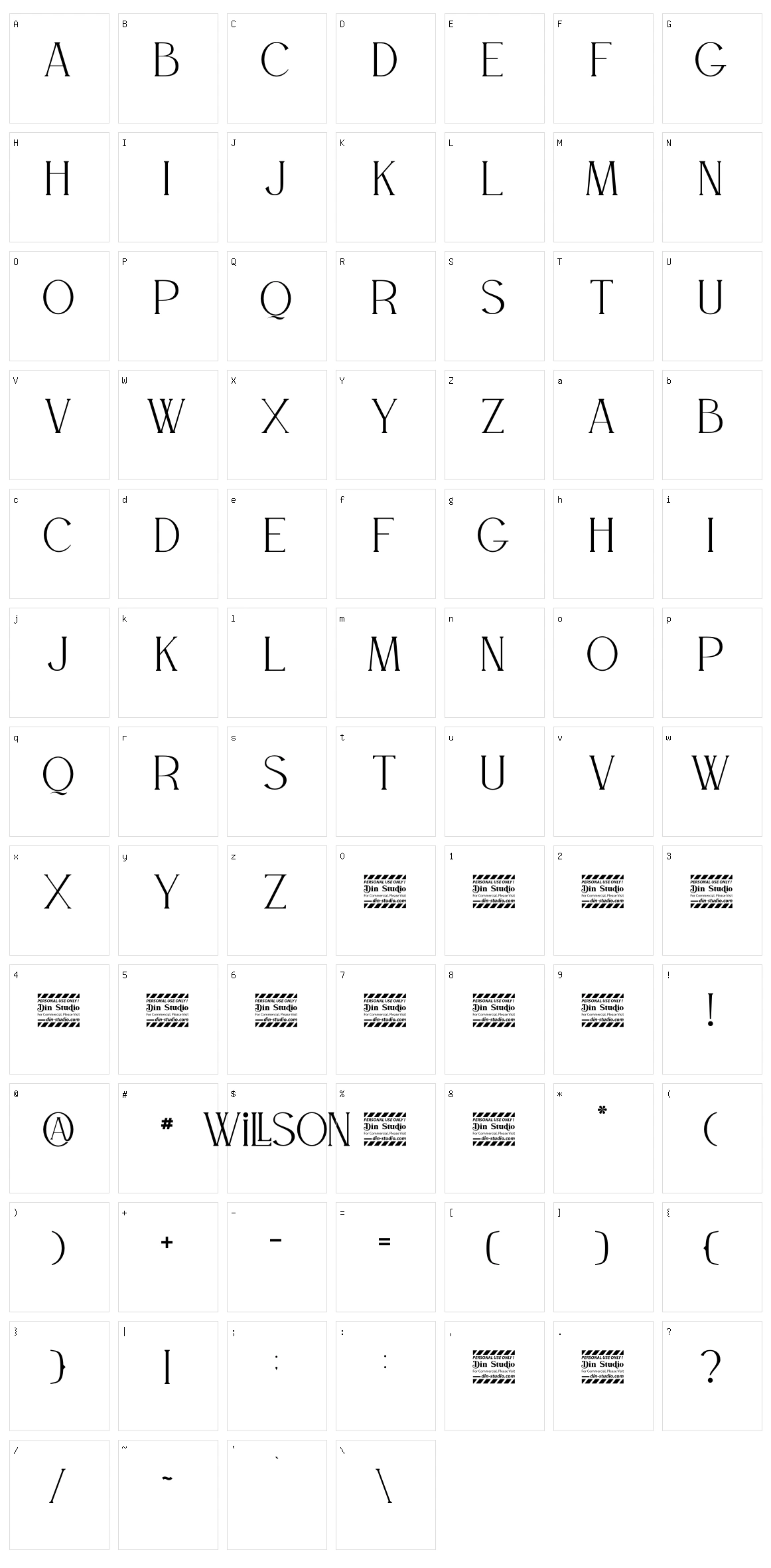 Willson Character Set