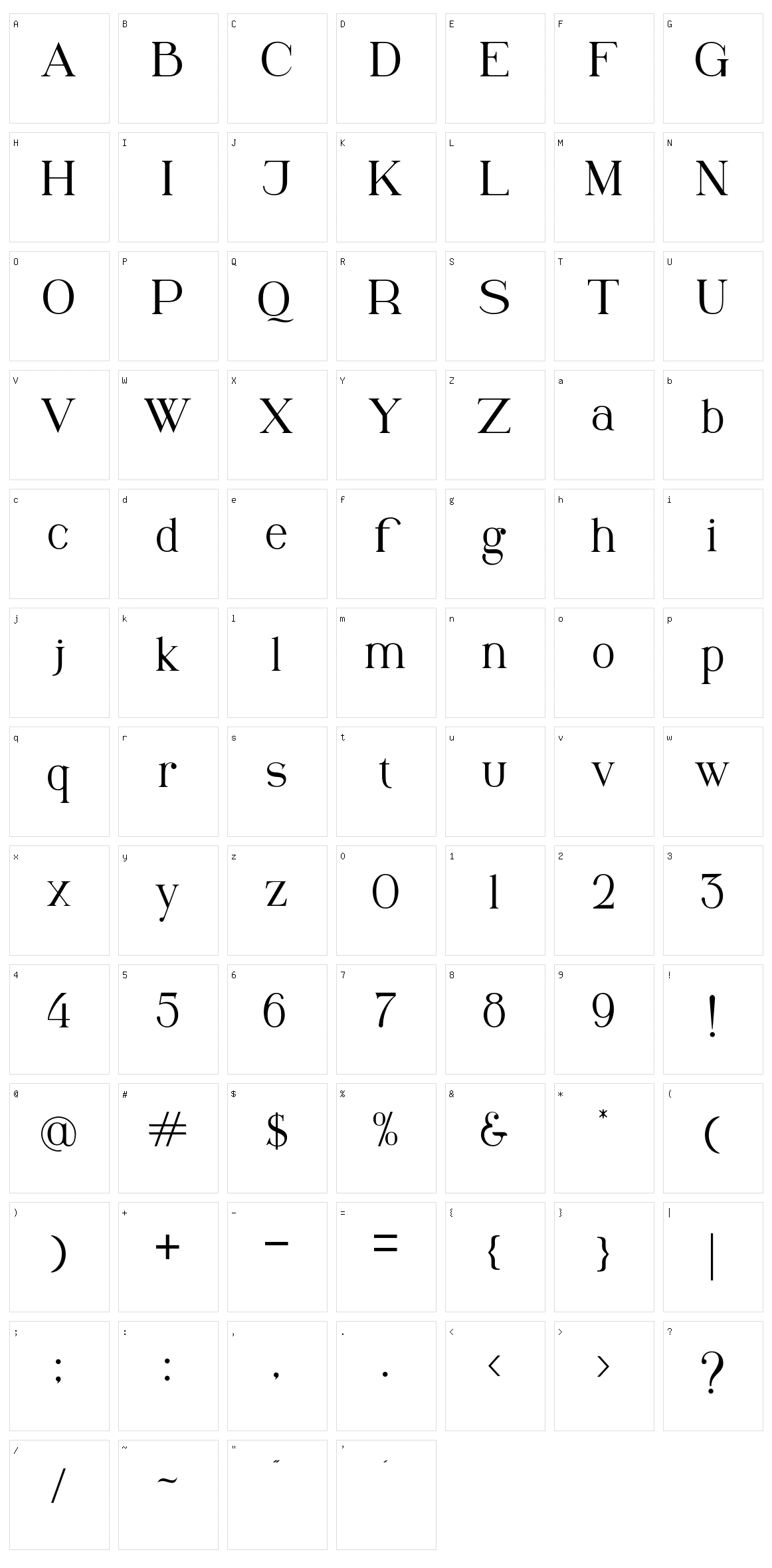 Winchester Character Set