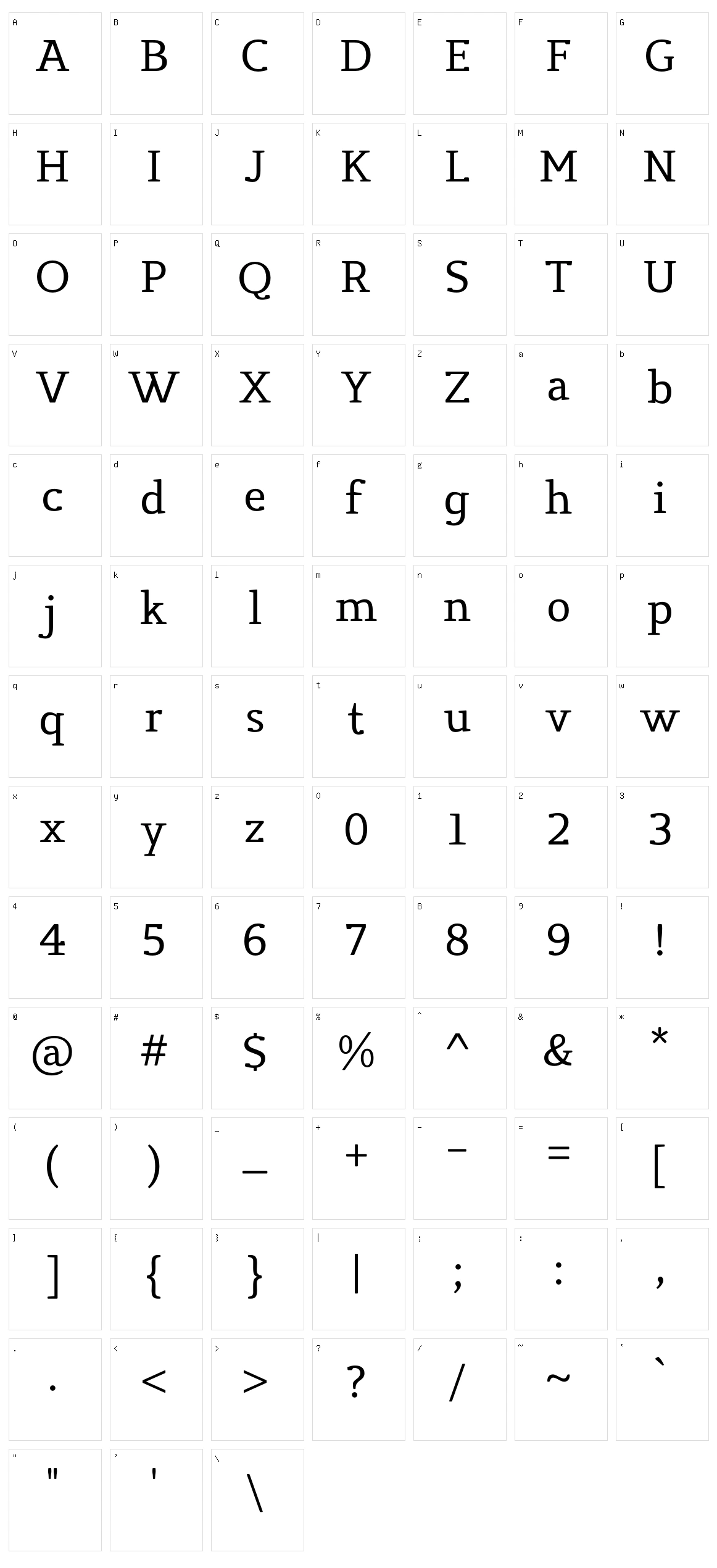 Xecrian Character Set
