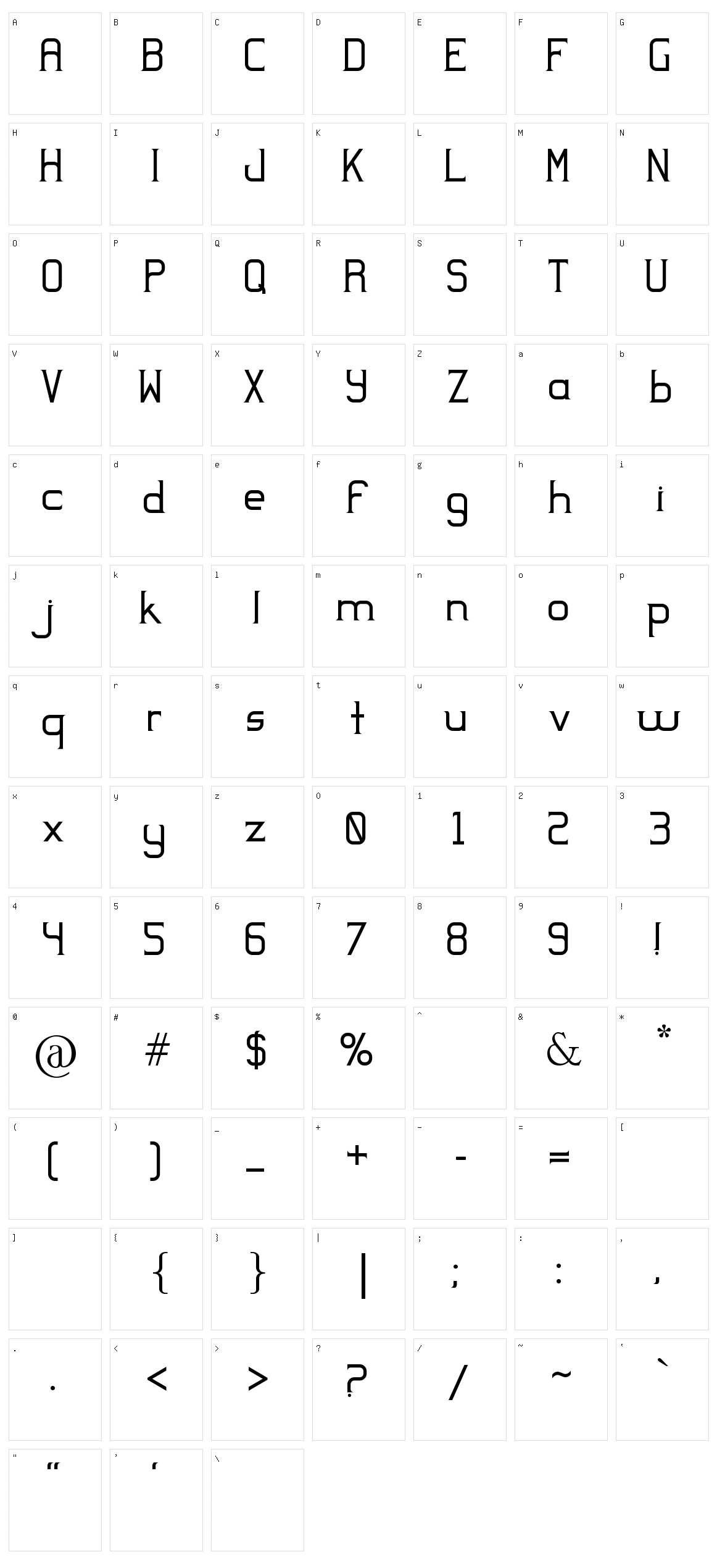Yodeb Character Set