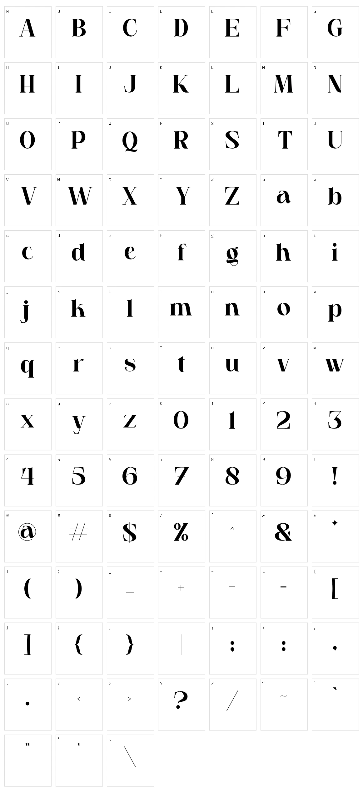 Zagora Character Set