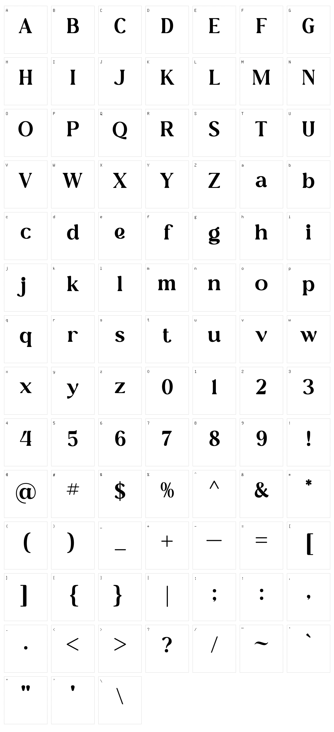 Zasline Character Set