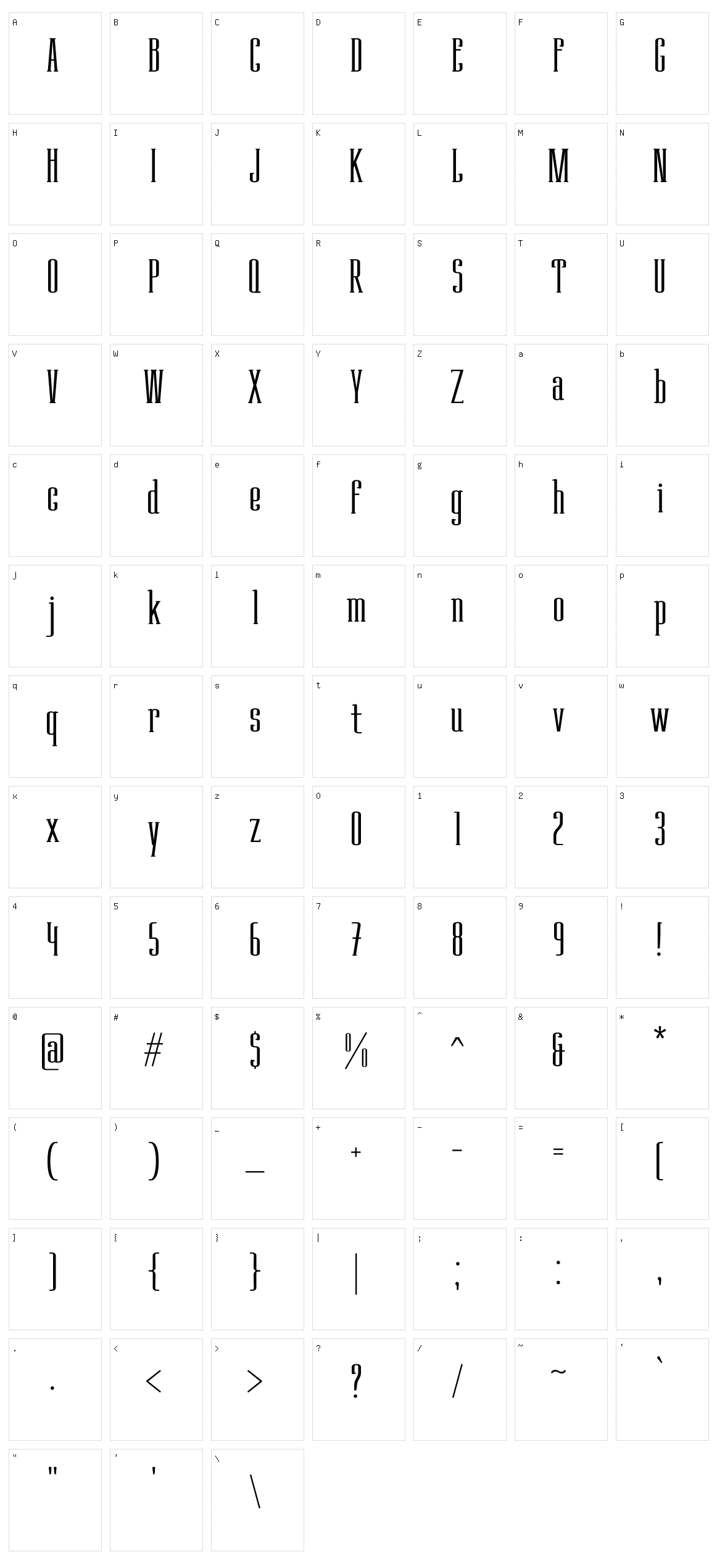 Zongri Character Set