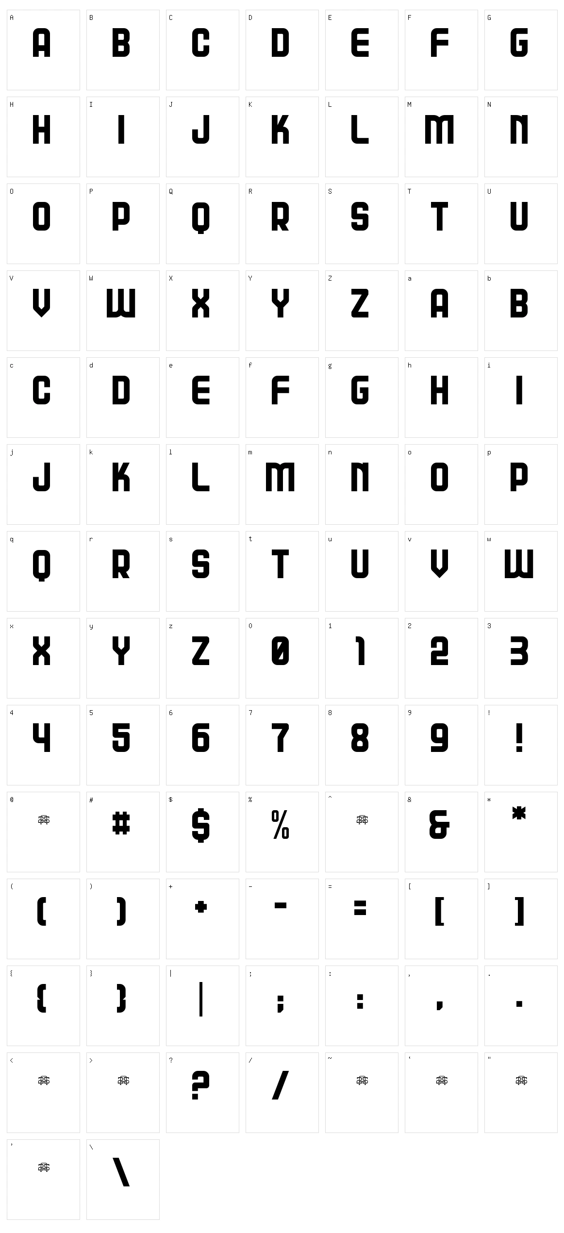 A25-Squanova Character Set