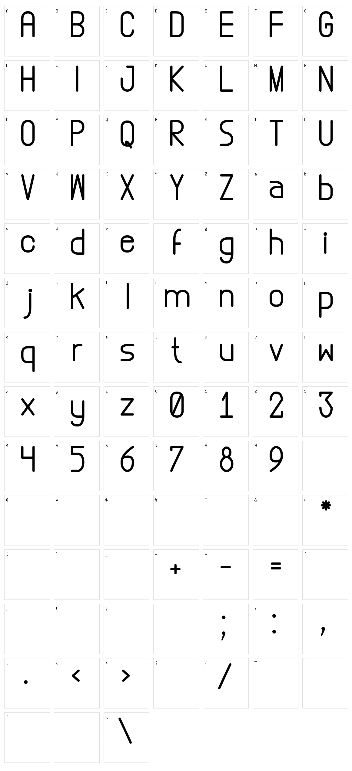 Abstrec font TFB Character Set