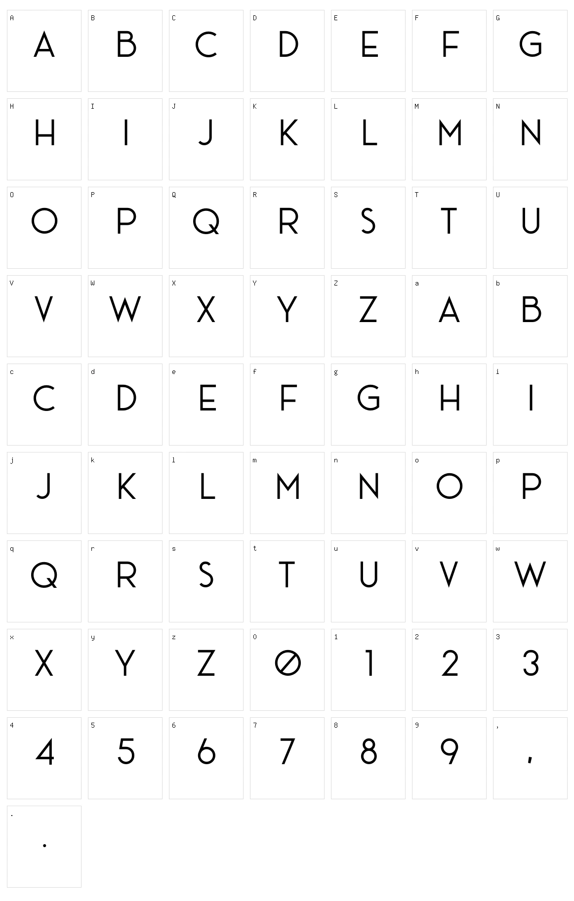 Ace Sans Character Set