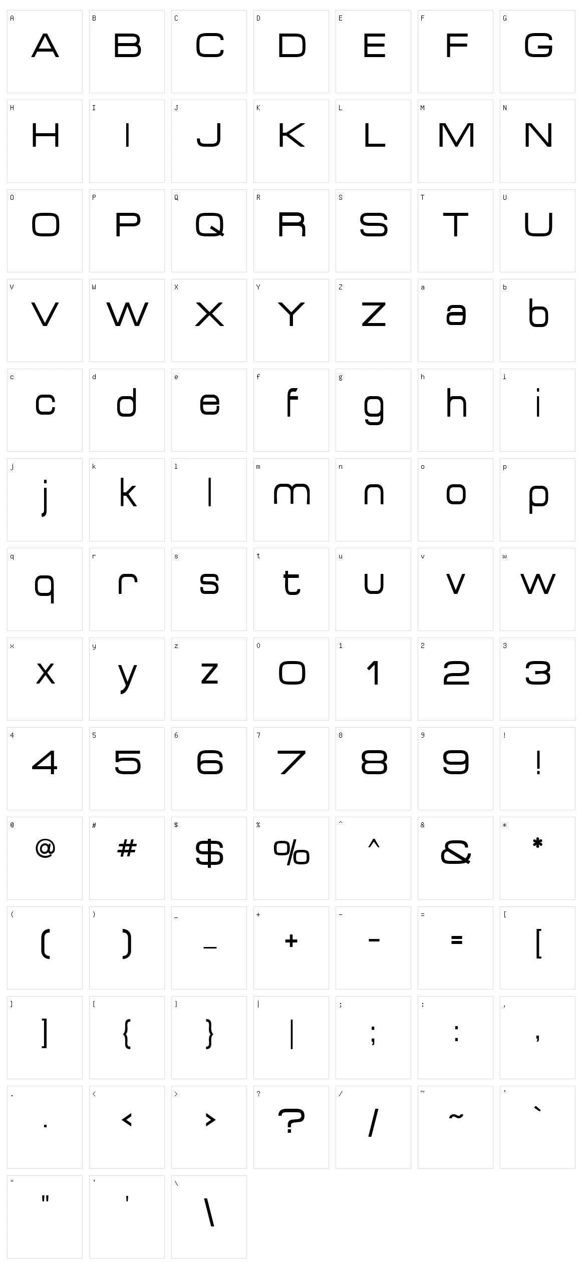 Acens Character Set