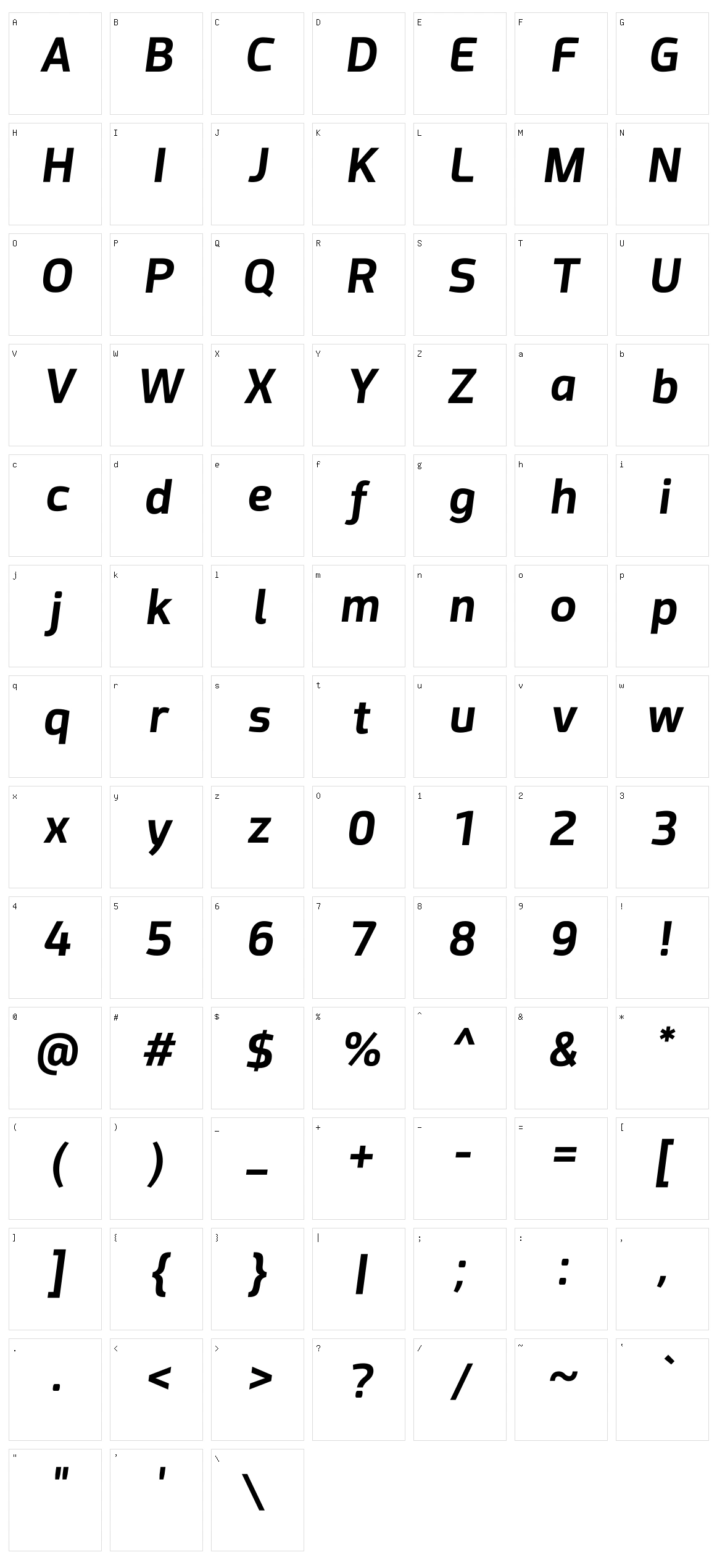 Acephimere Character Set