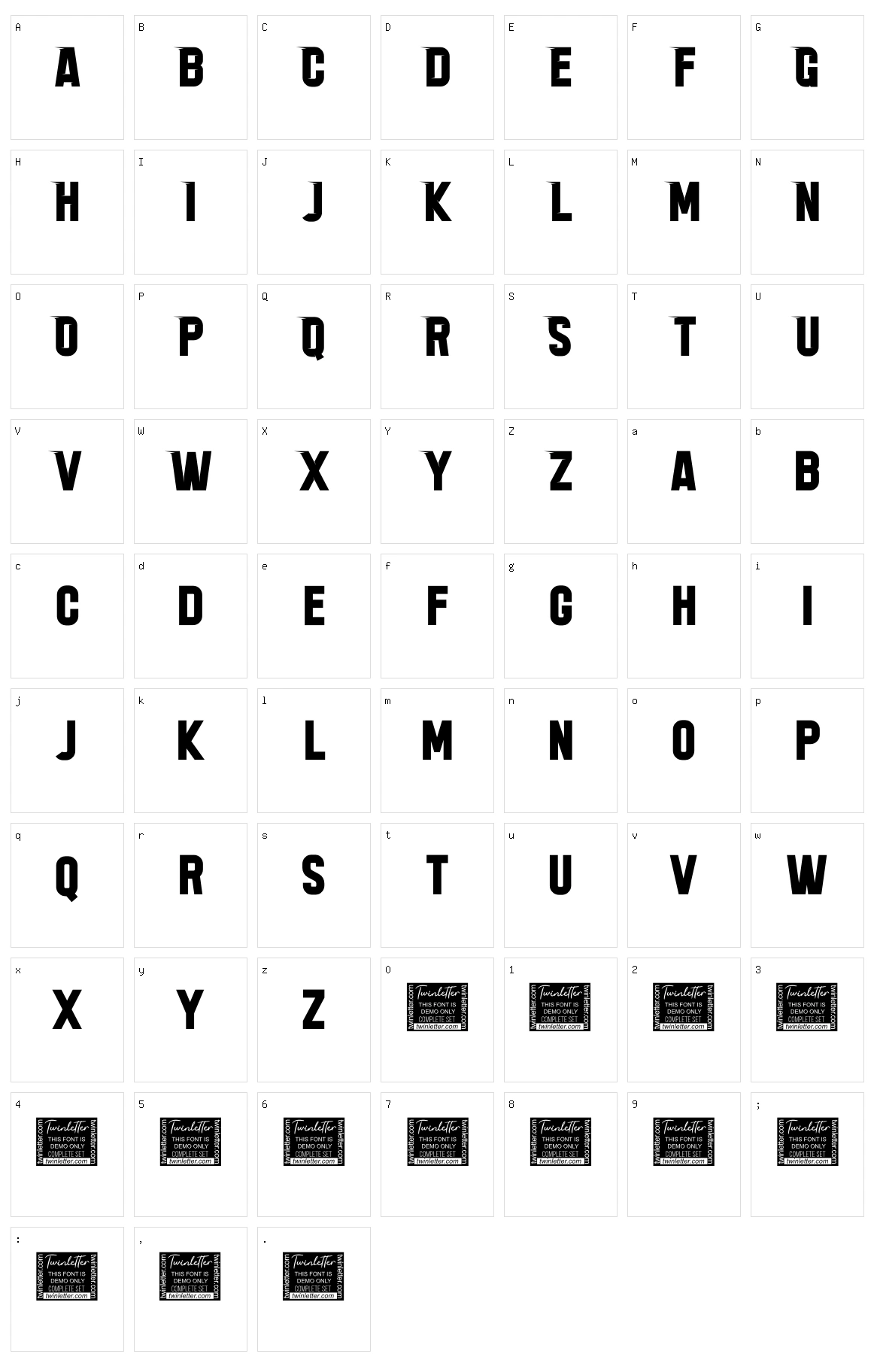 Acmatic Thin Character Set