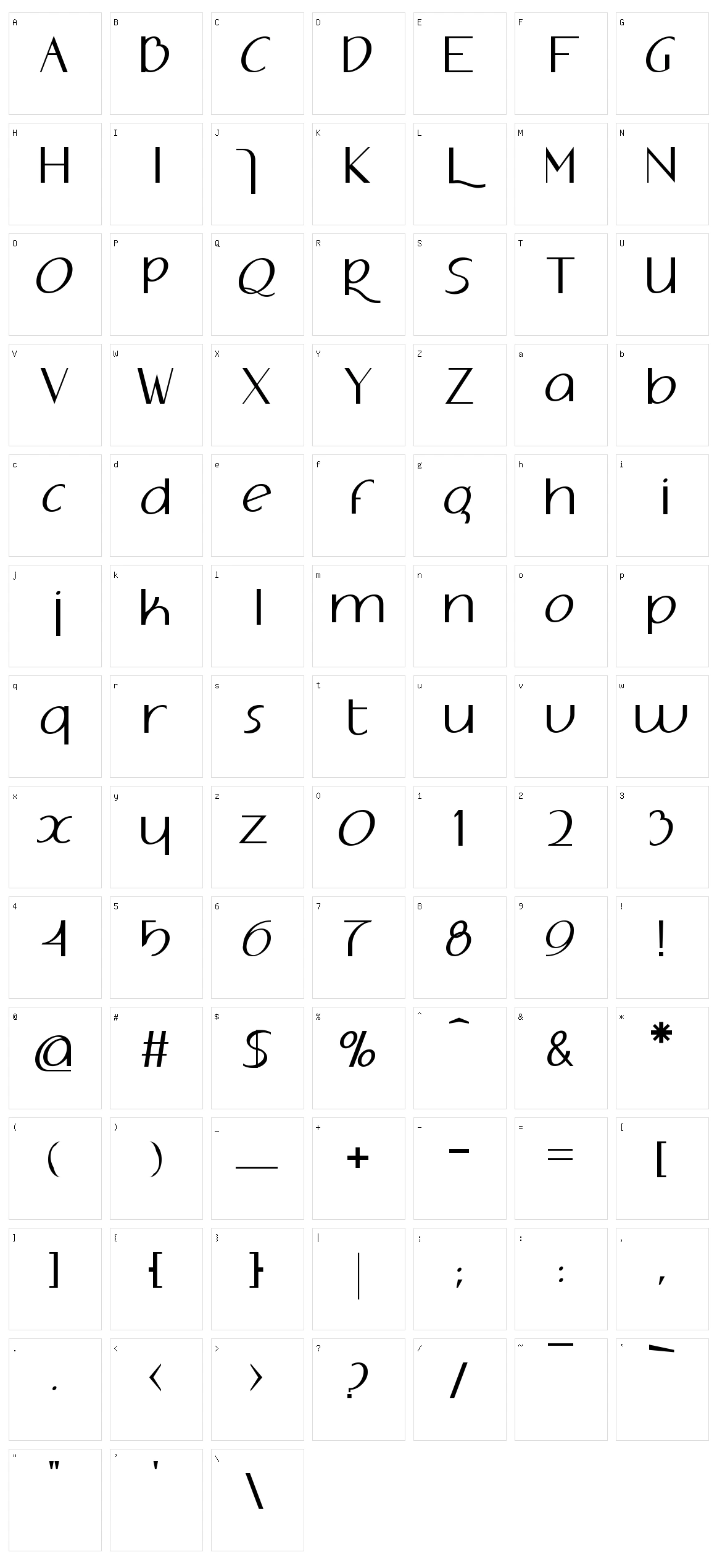 Adolphus Character Set