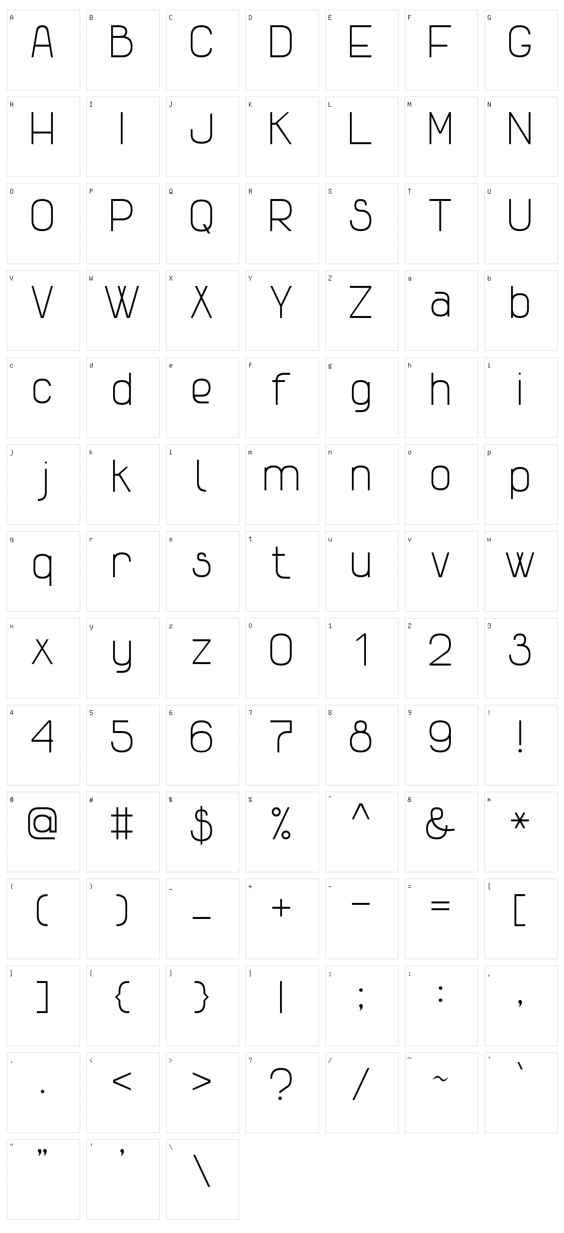 Advanced Sans Serif 7 Character Set
