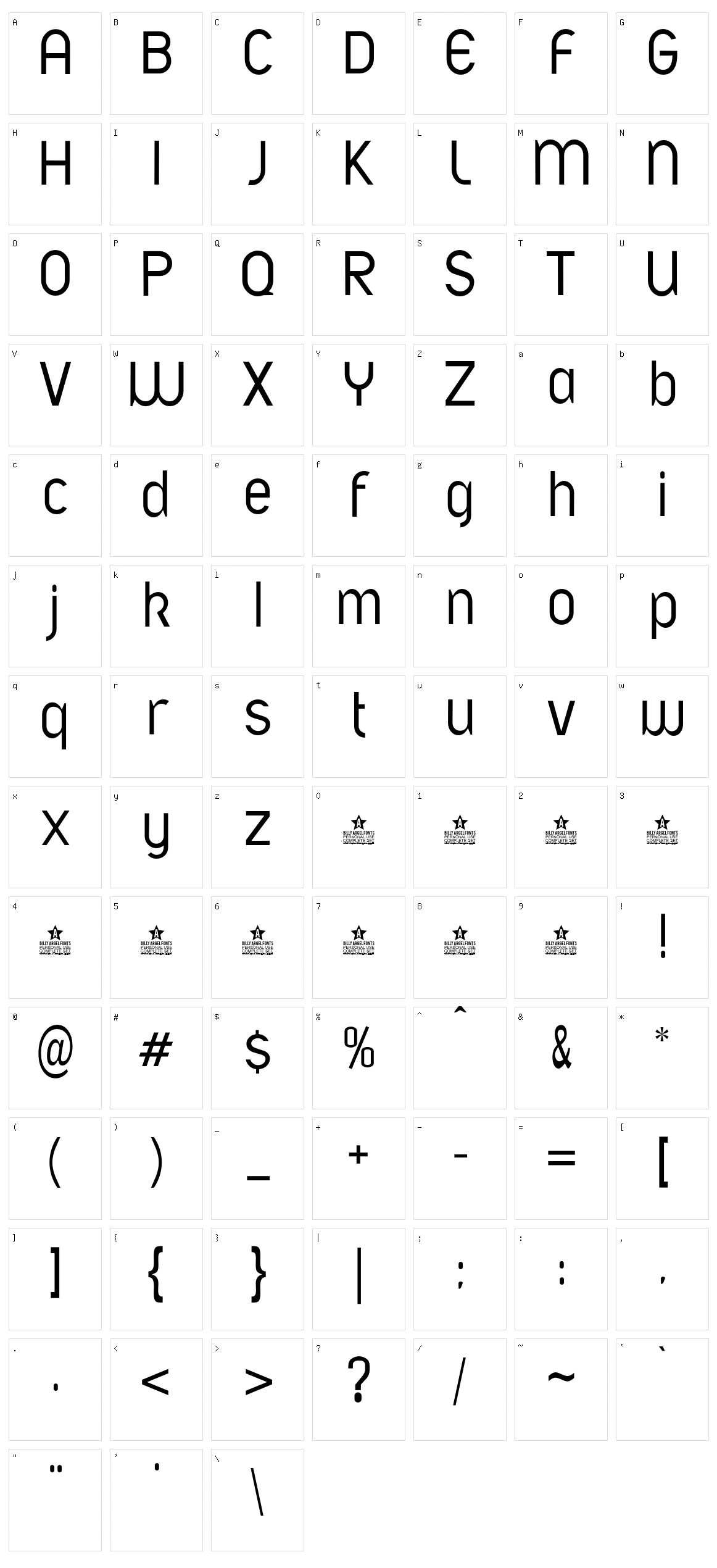 Afont Character Set