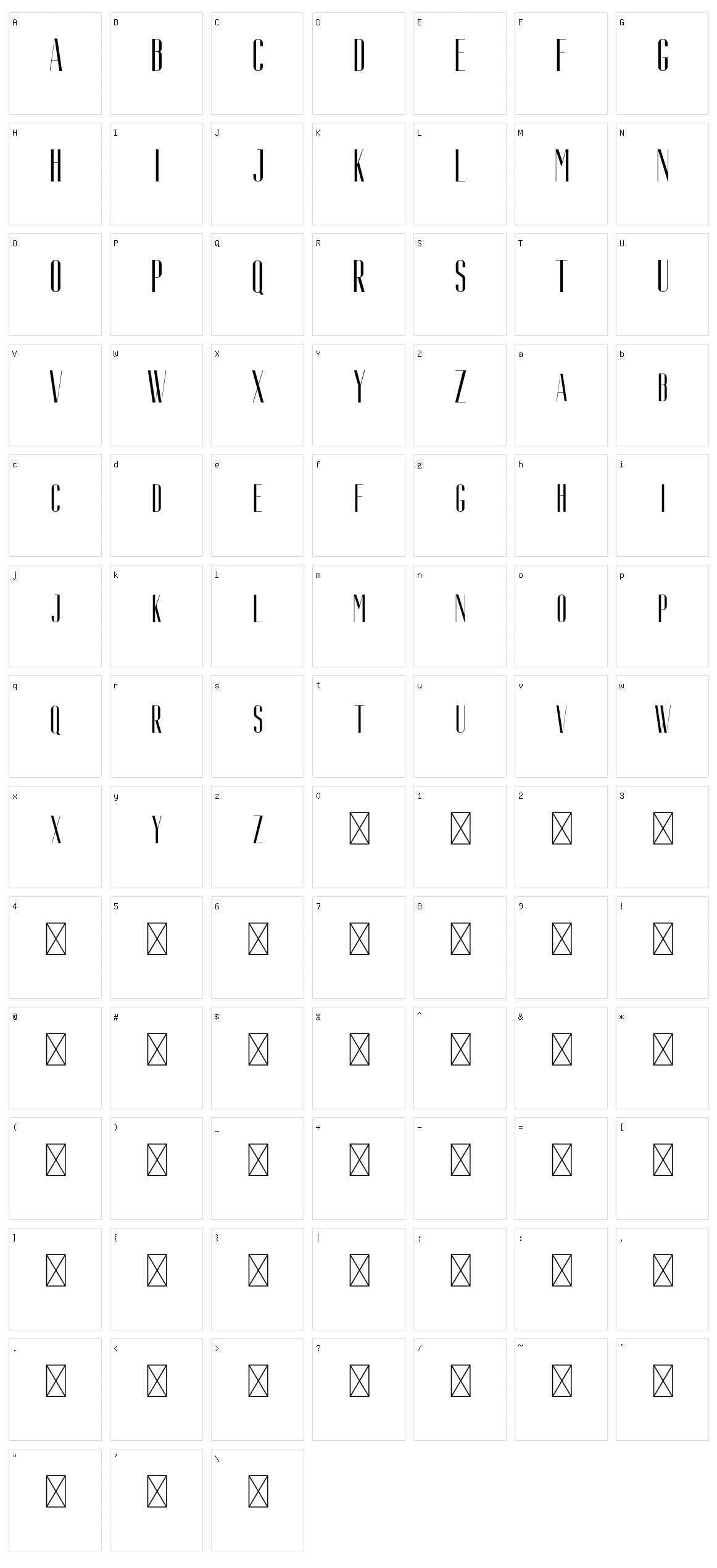 Aguero Sans Character Set