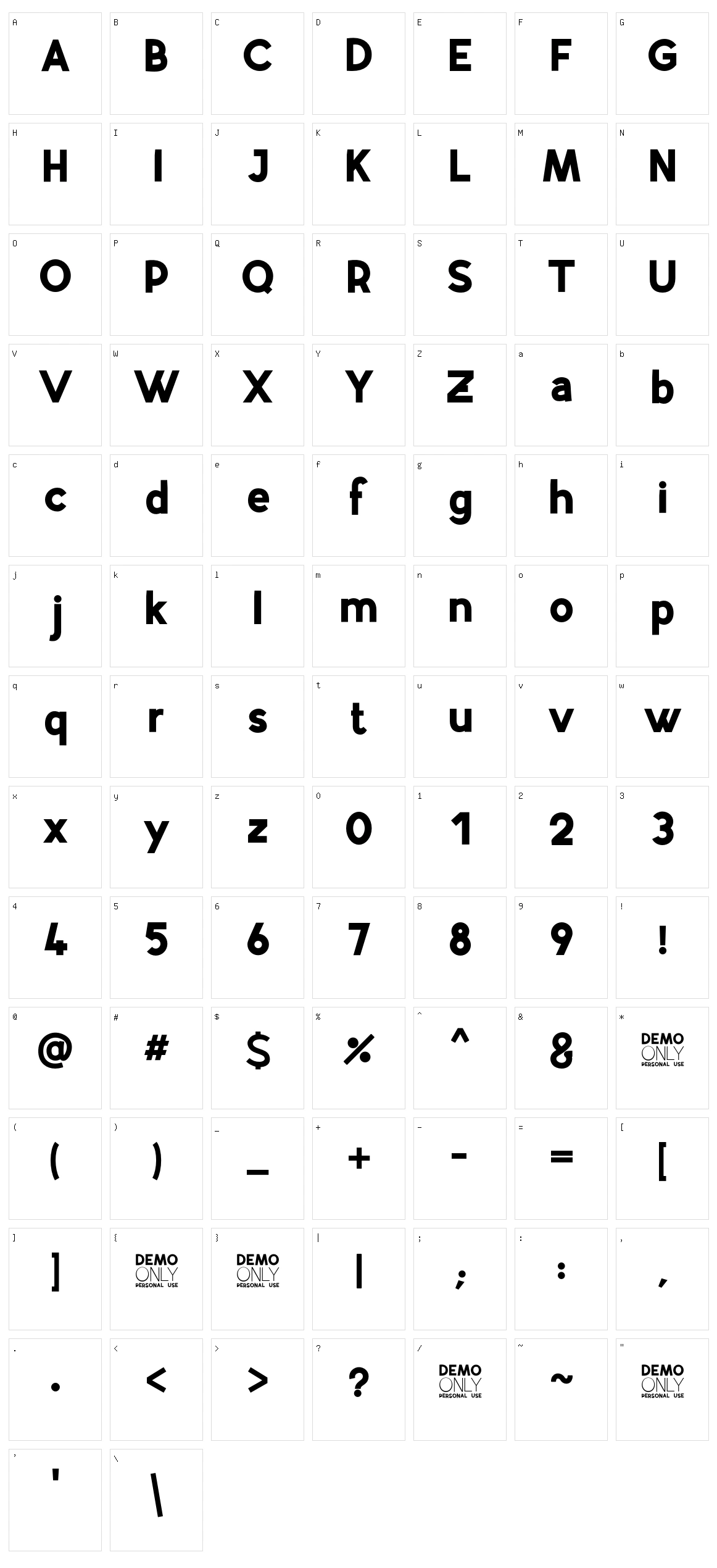 Airfly Character Set