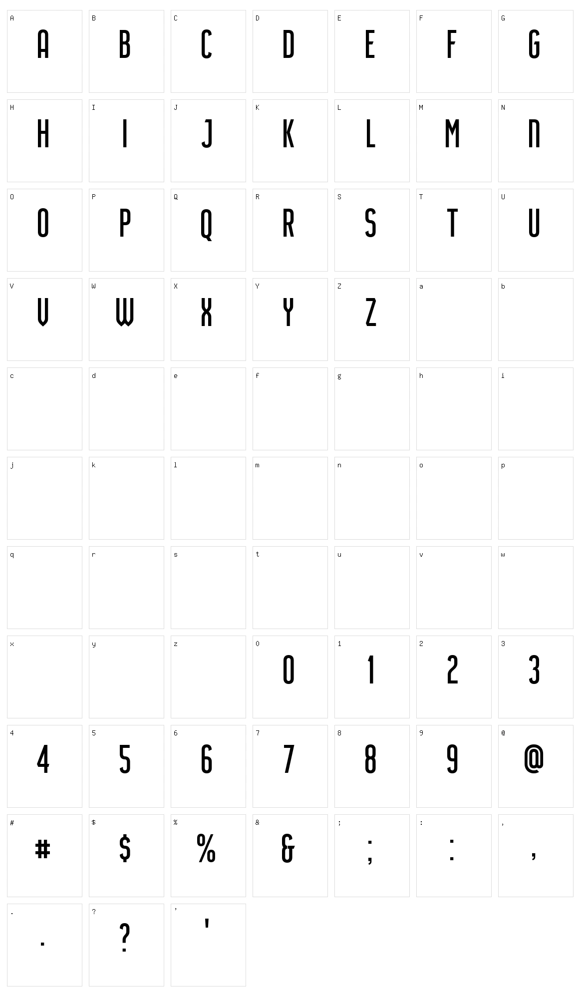 Airside Sans Character Set