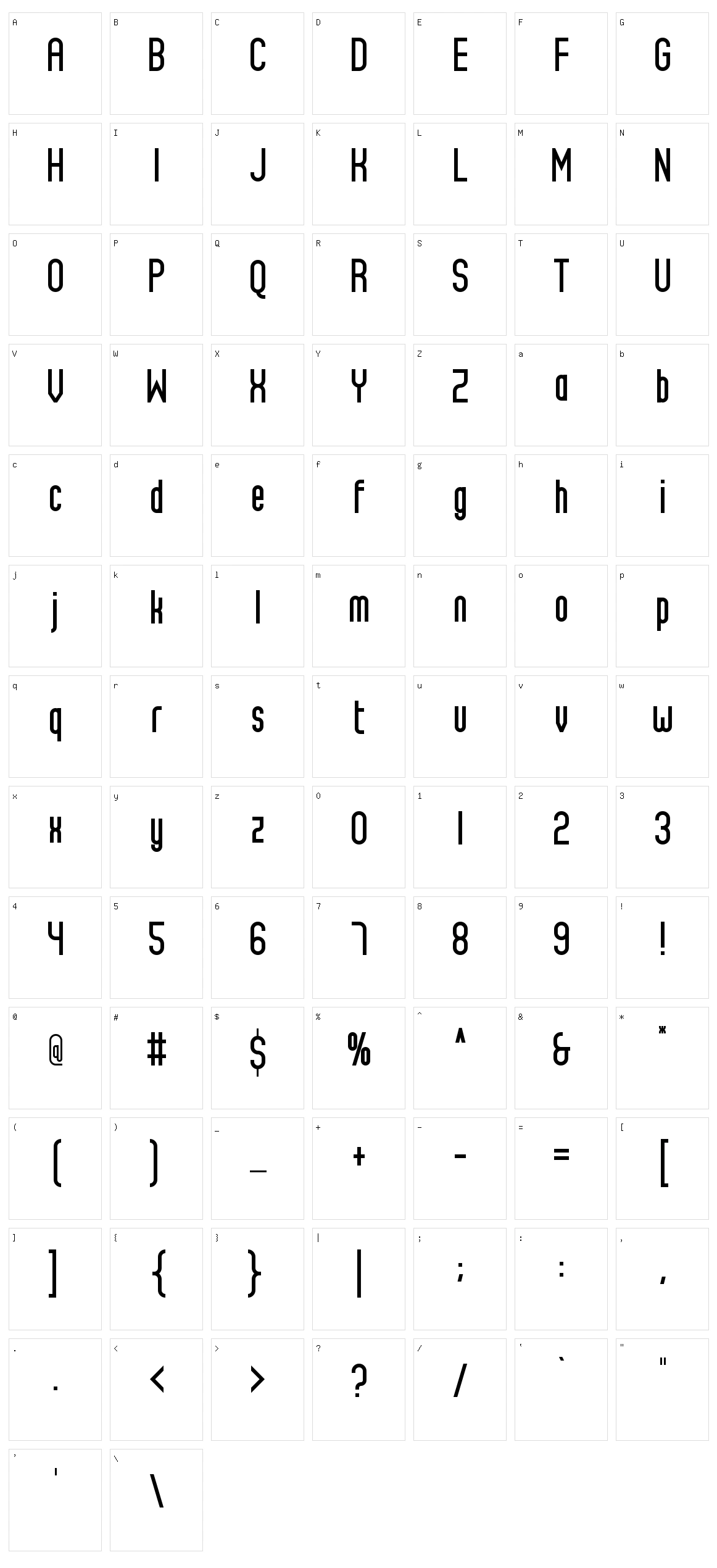Albas Sans Character Set