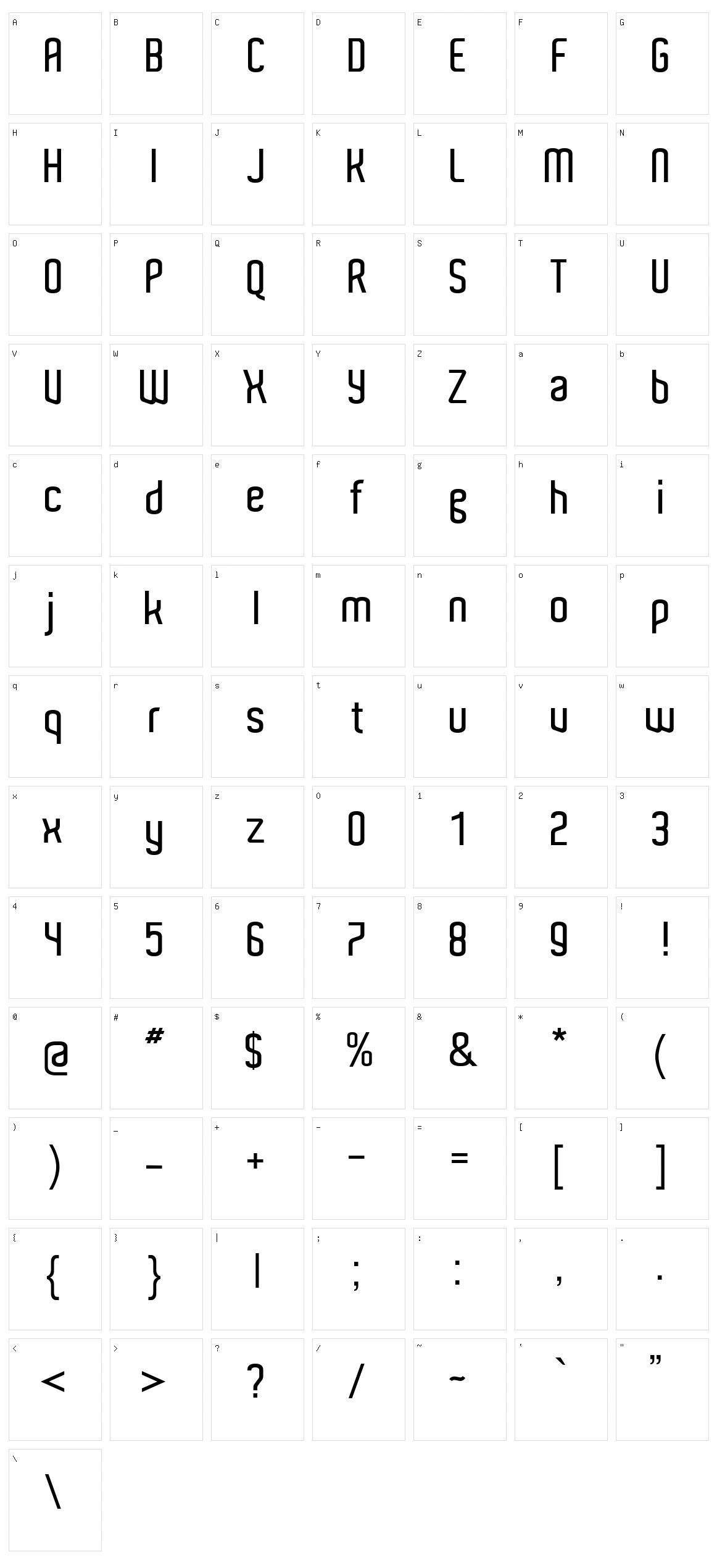 Aldo Character Set