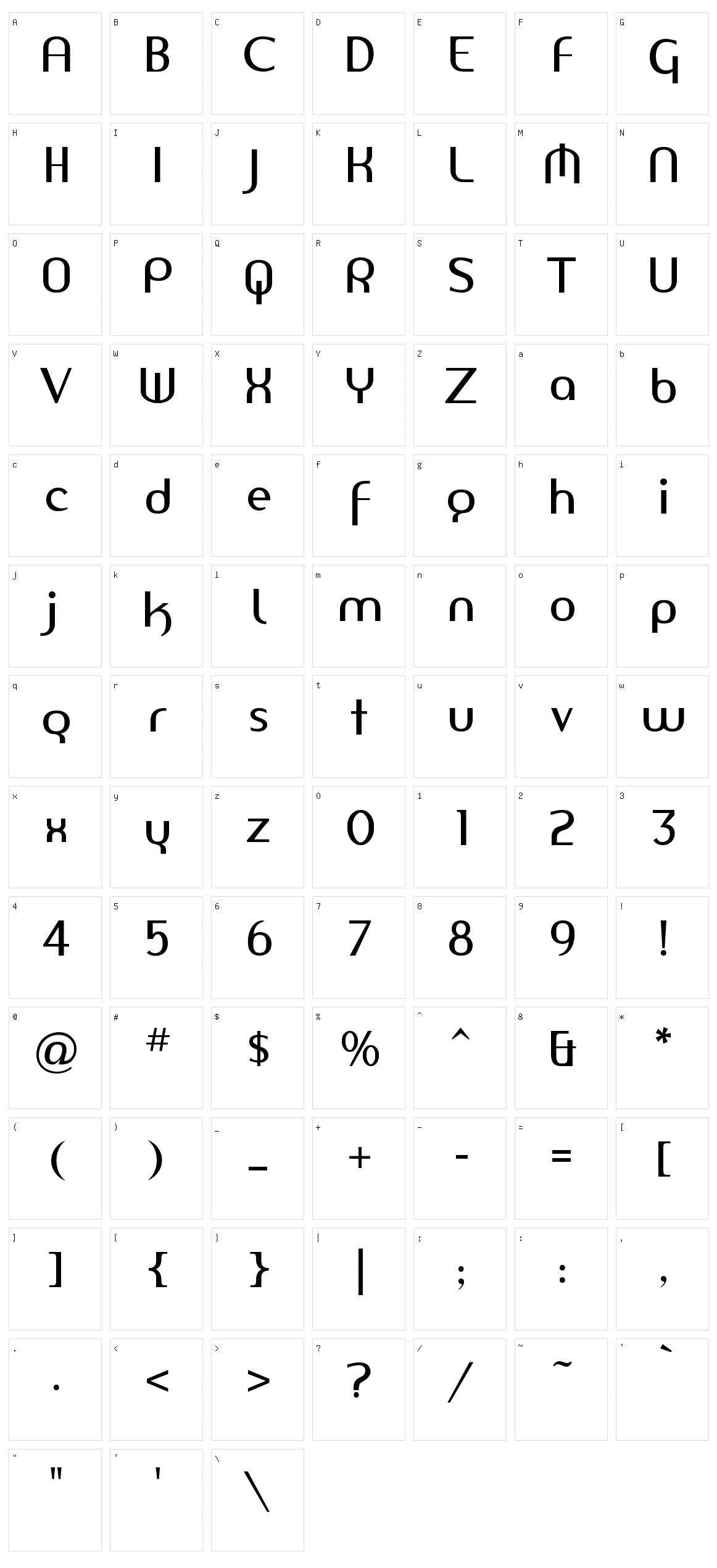 Amerika Sans Character Set