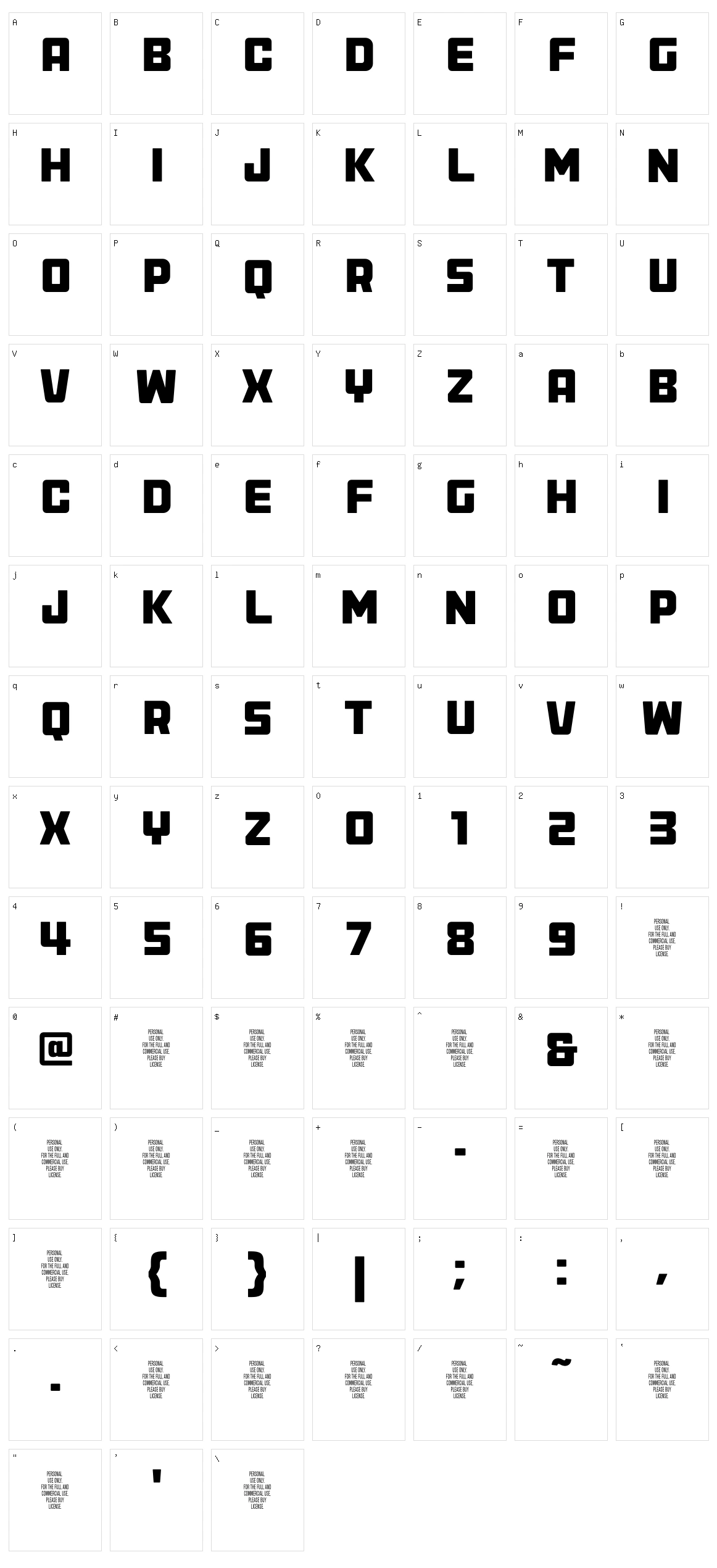 Anface Character Set